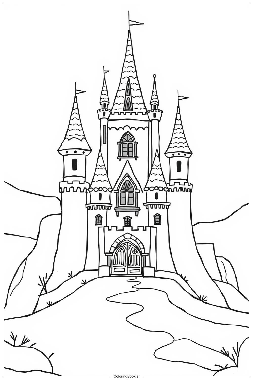  Elsa Castle Surrounded by Snow Coloring Page 