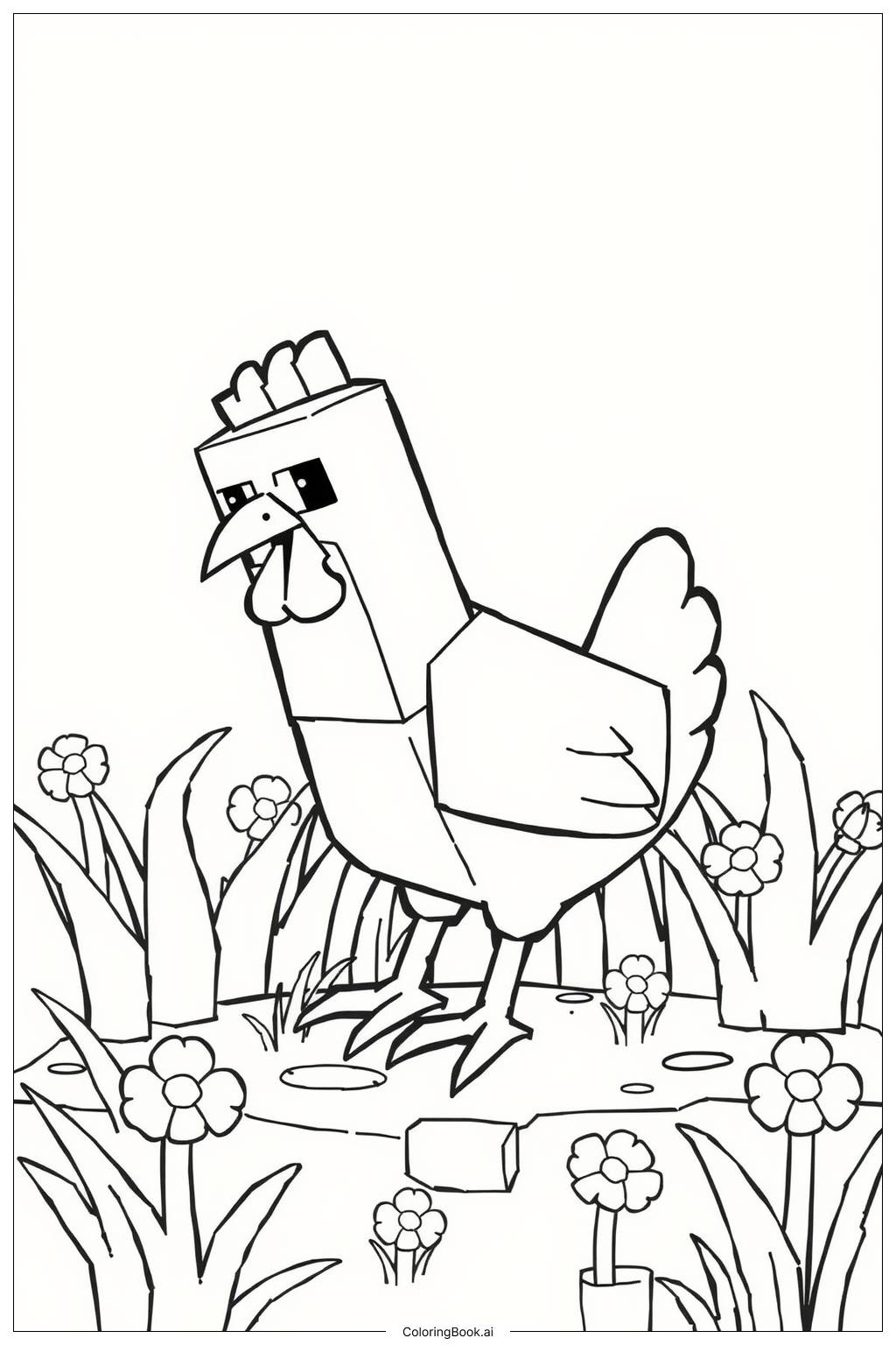  Minecraft Chicken3 Coloring Page 