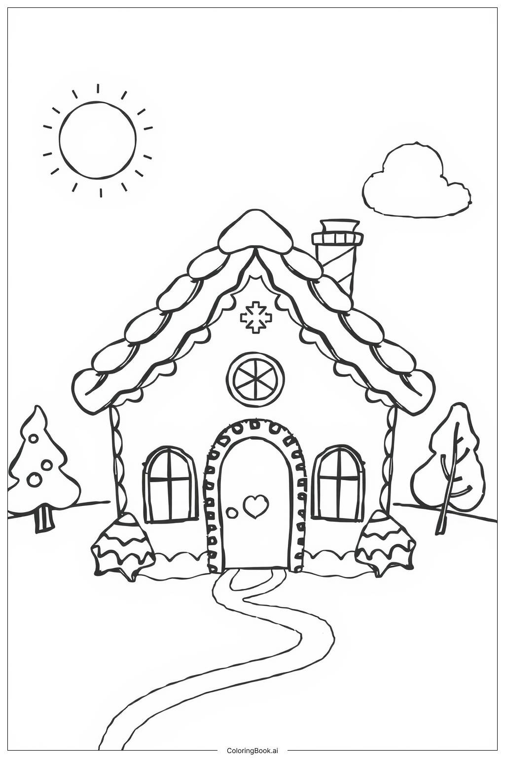  Basic Gingerbread House Coloring Page 