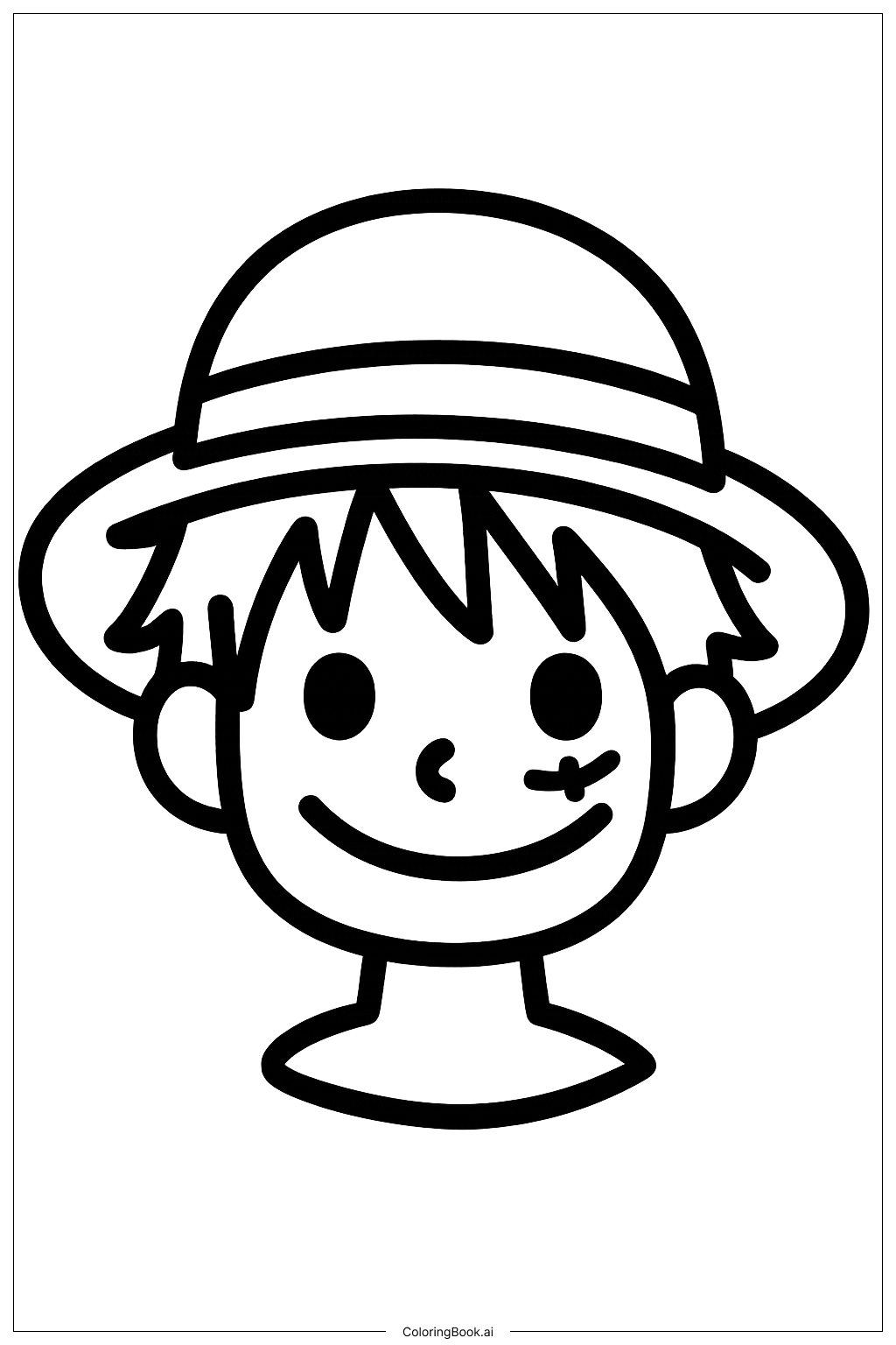  モンキー・D・ルフィのバストアップの塗り絵ページ 