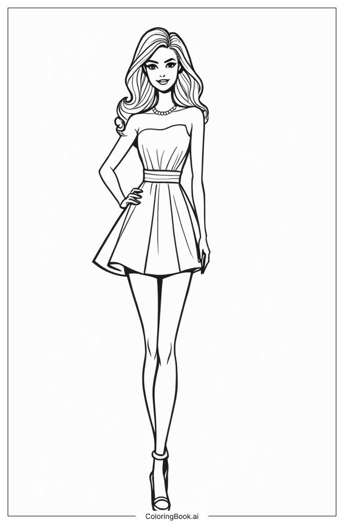  Fashionable Barbie dress Coloring Page 