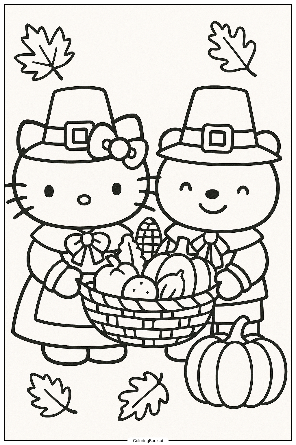 Hello Kitty Erntedankfest Pilgerin und Freund