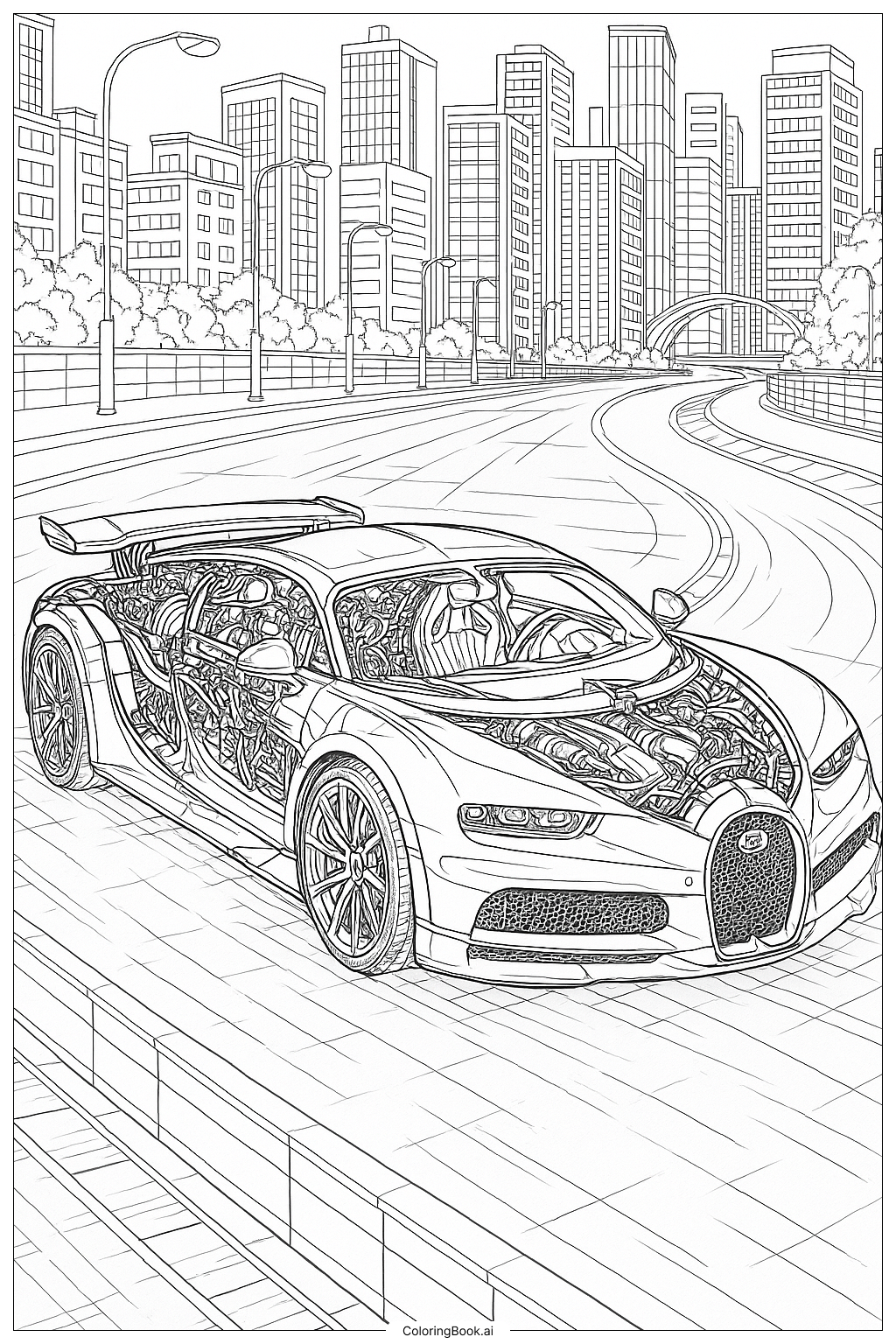 Bugatti With An Open Engine