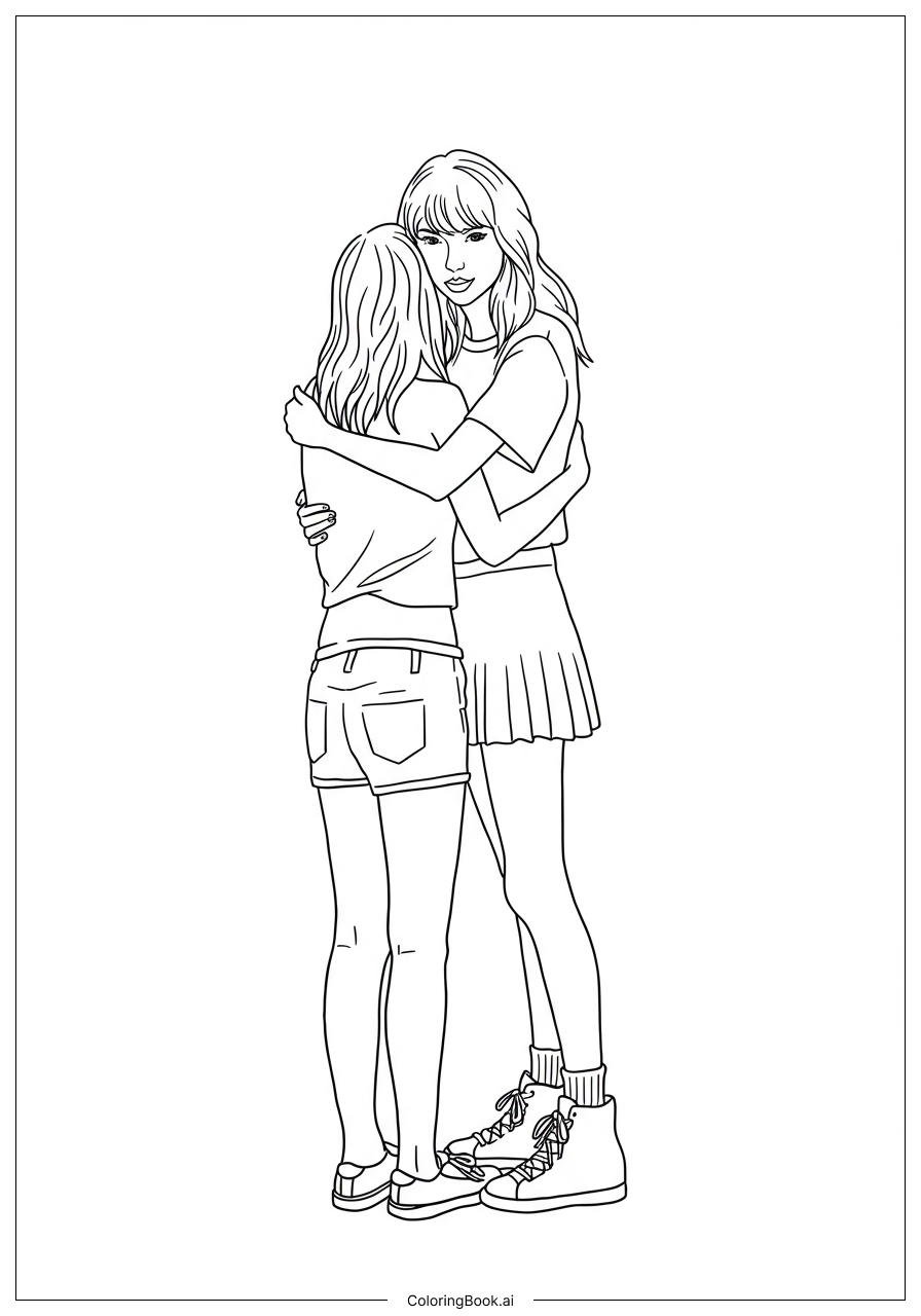  Taylor Swift Hugging Fan At Concert填色页 