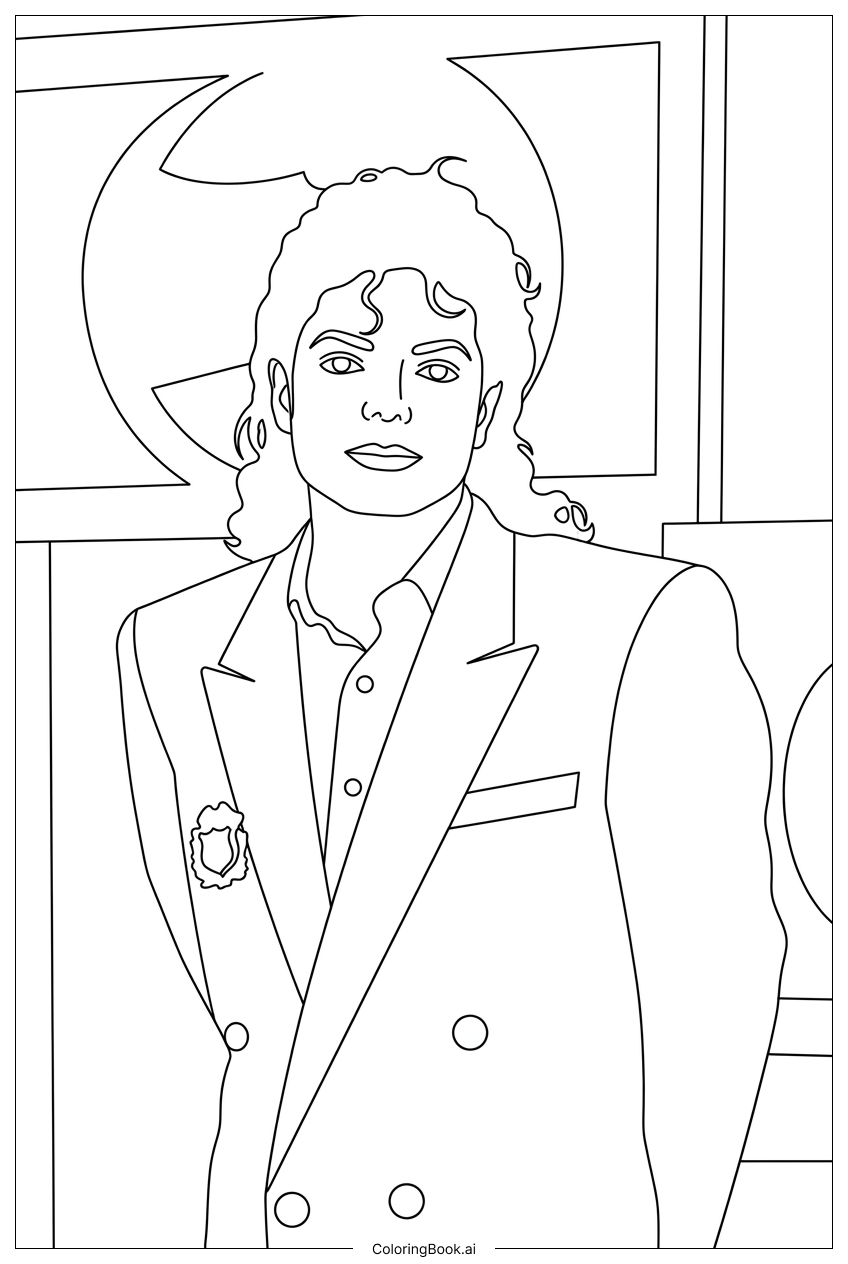 Michael Jackson press event in double-breasted blazer Coloring Page