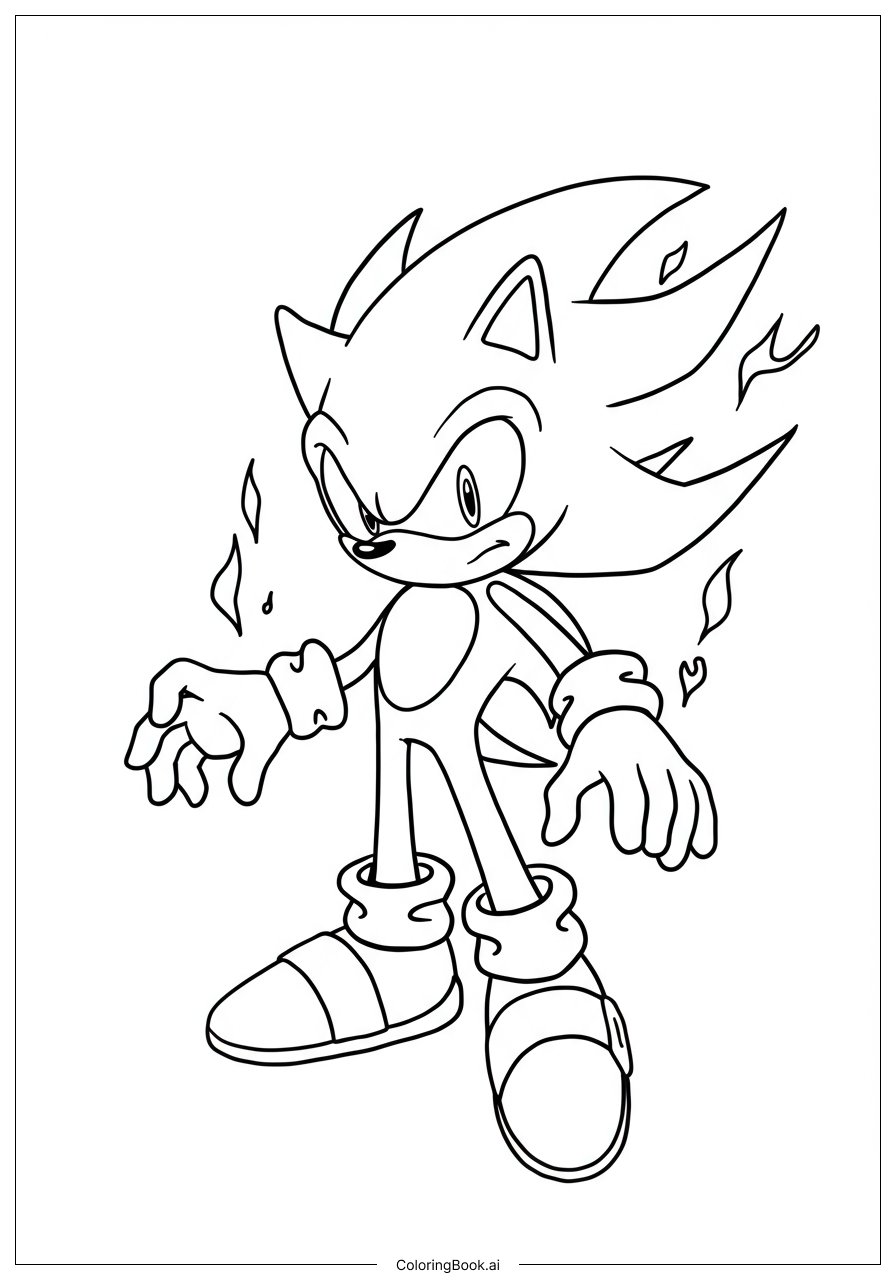  Page de coloriage Sonic Noir Libérant l'Énergie Sombre 