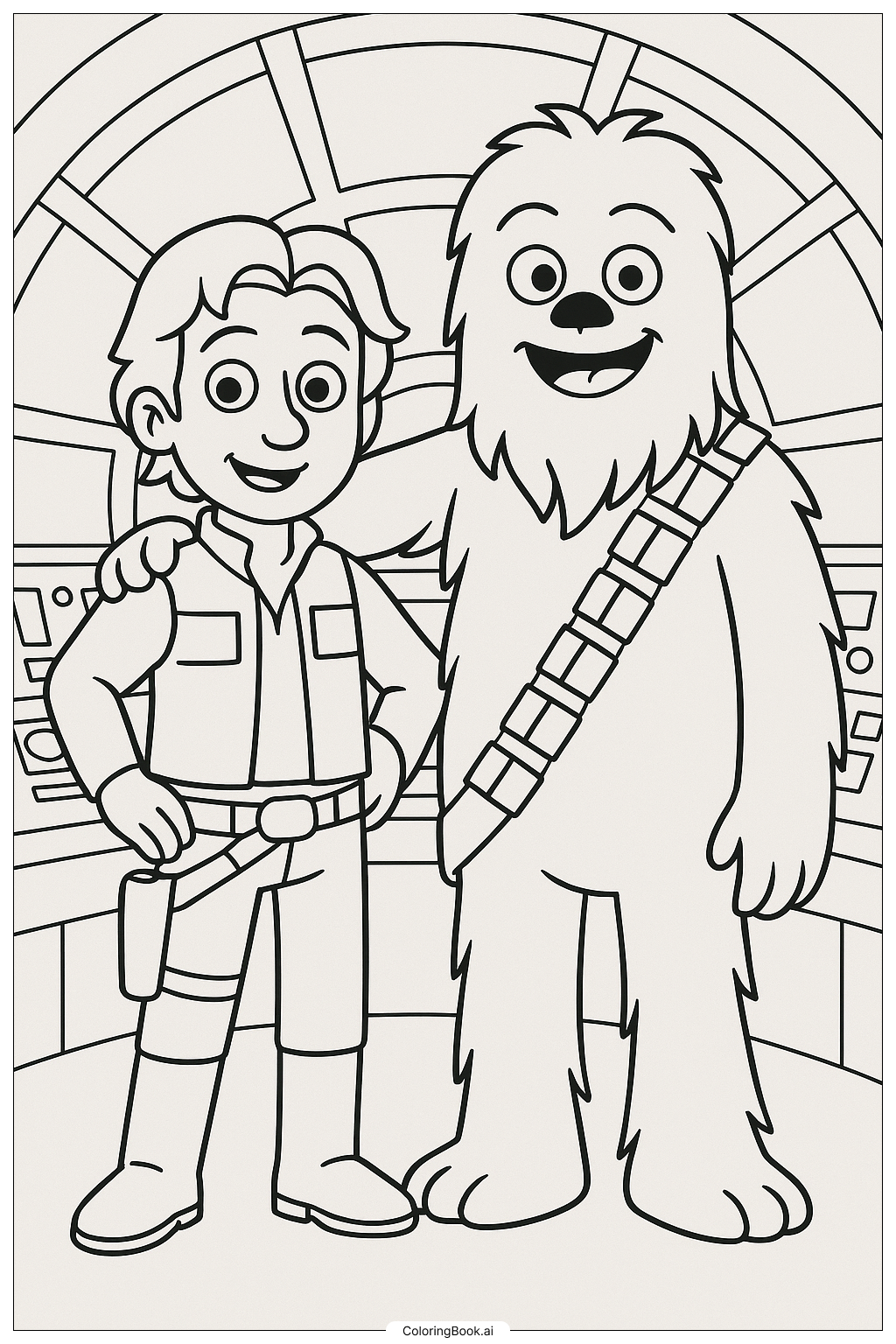  Page de coloriage Star Wars Han Solo et Chewbacca 