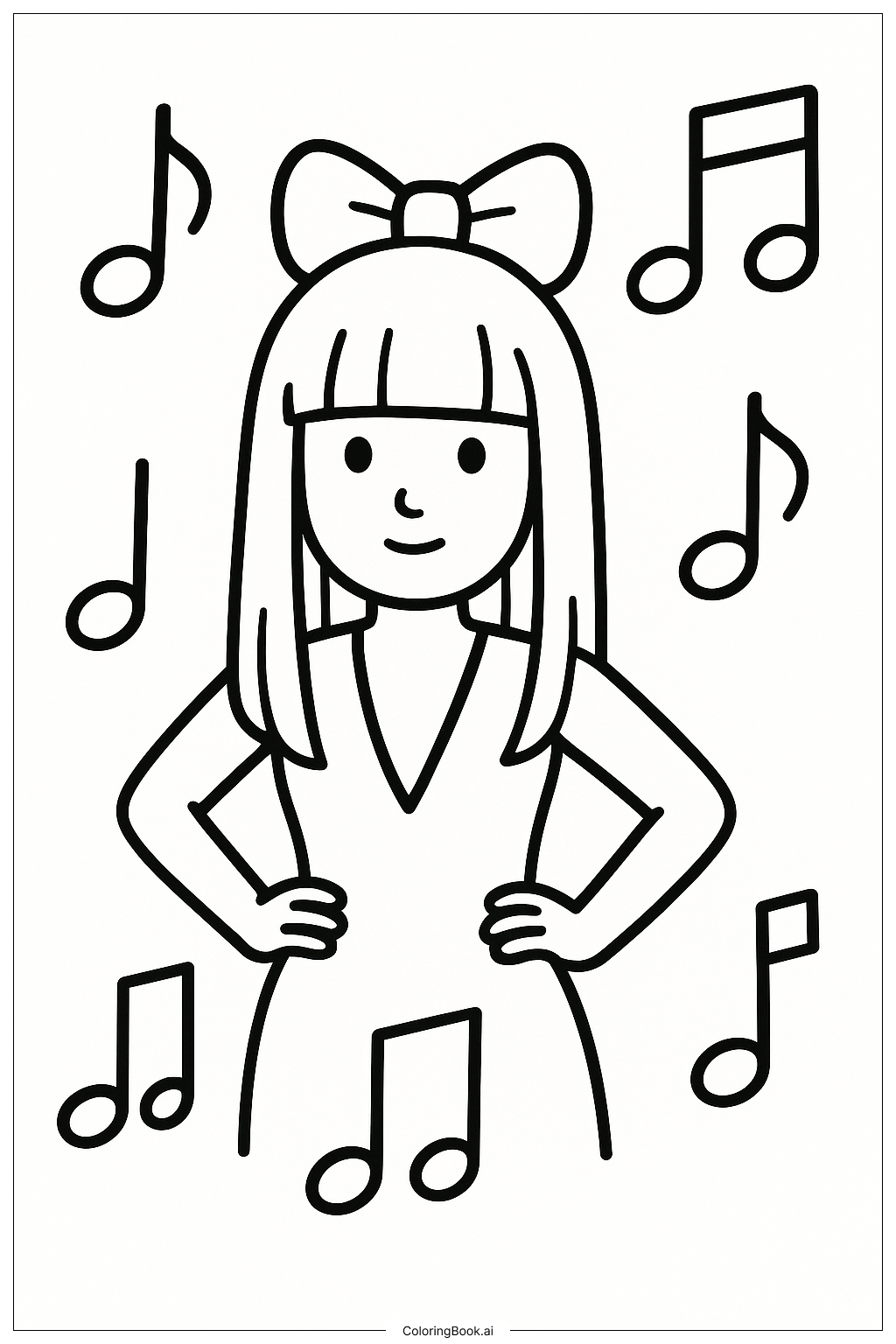  Lady Gaga Surrounded By Musical Notes Coloring Page 