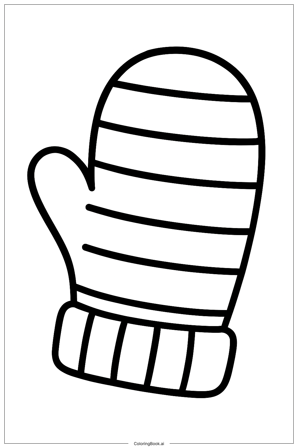 Striped Wool Mitten Coloring Page