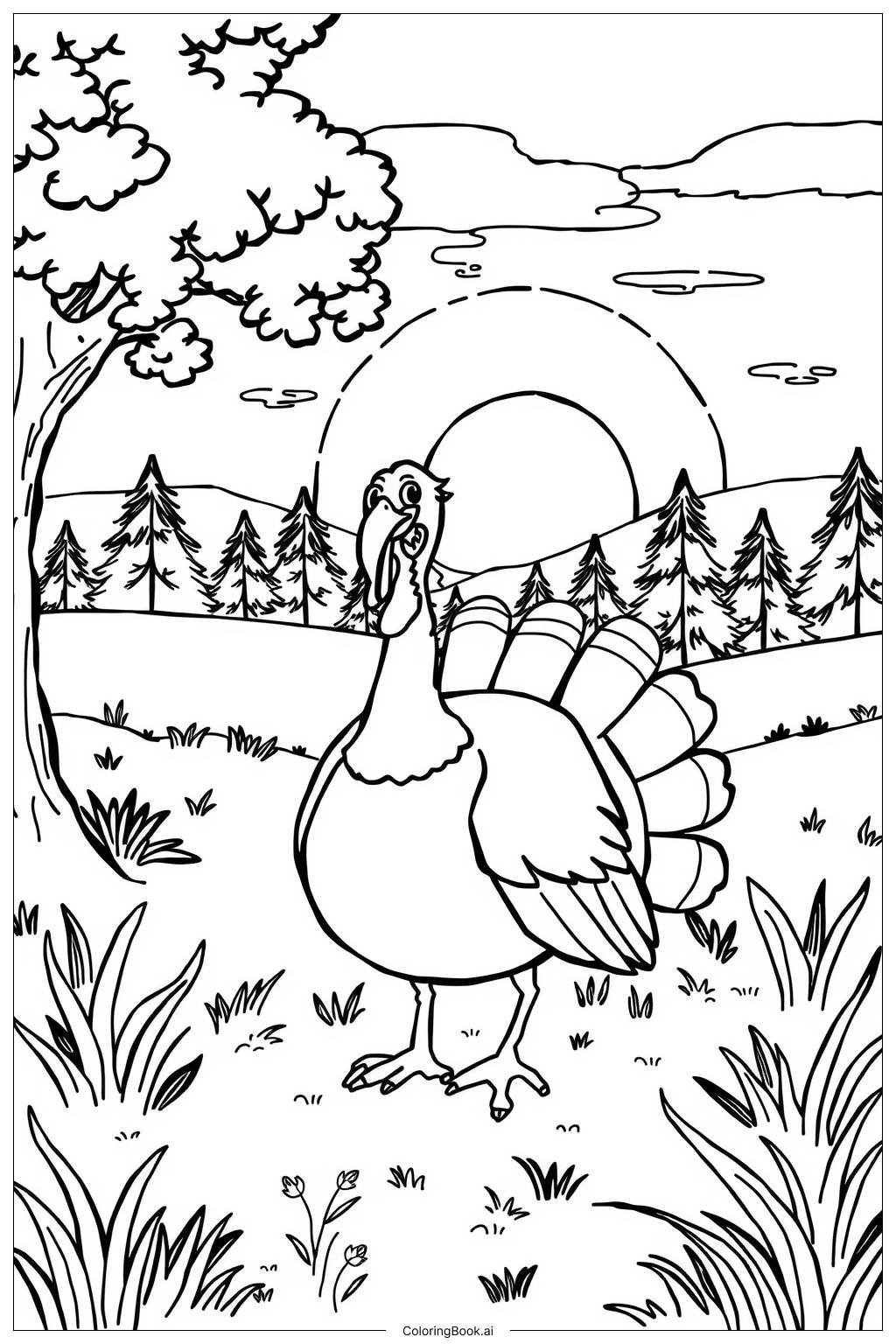  Turkey Gobbling Morning Coloring Page 