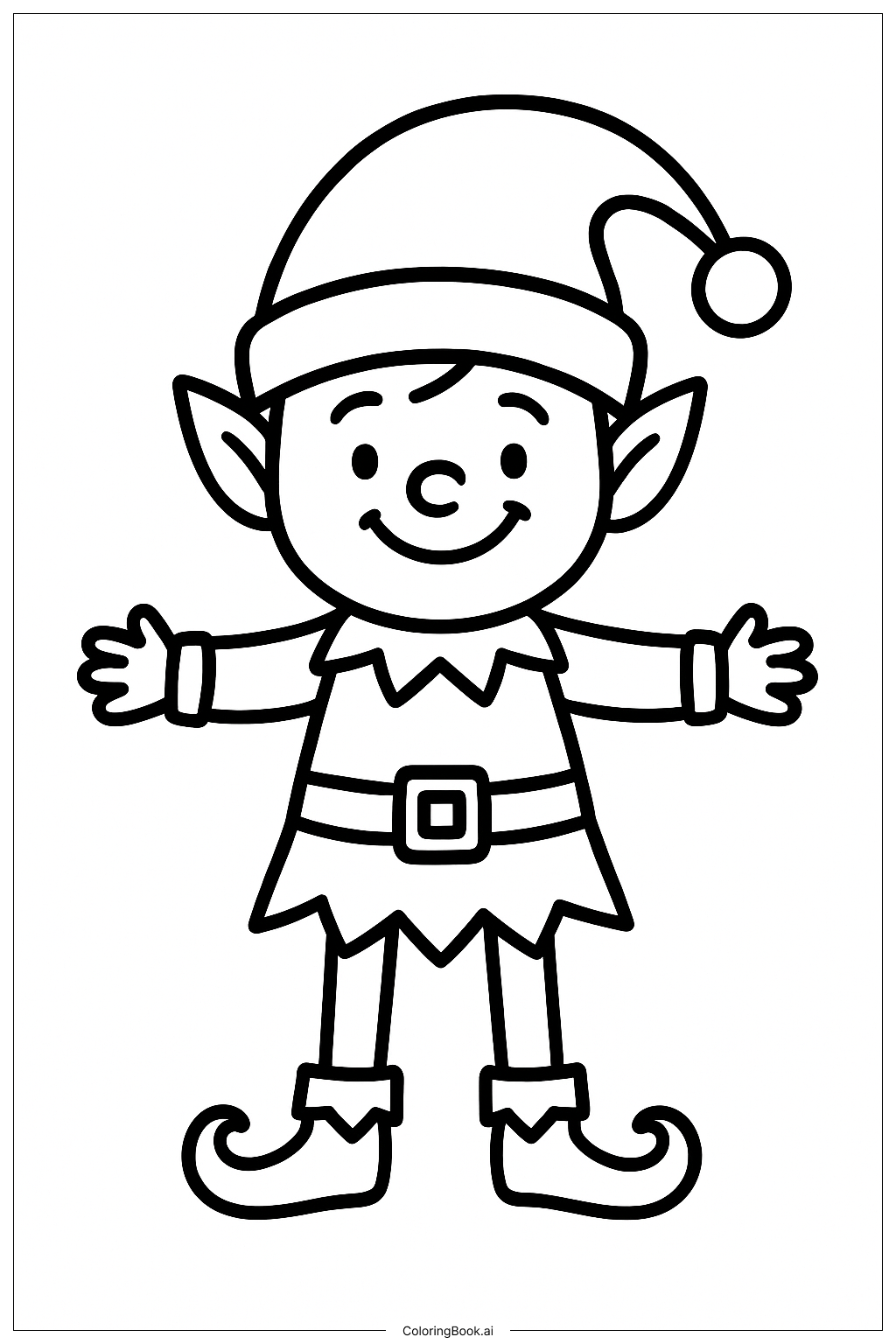  Cheerful Christmas Elf Portrait填色页 