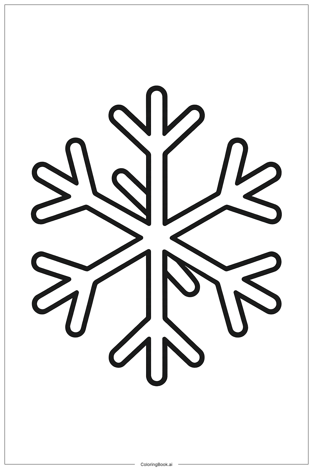  Easy Four-Point Snowflake Coloring Page 