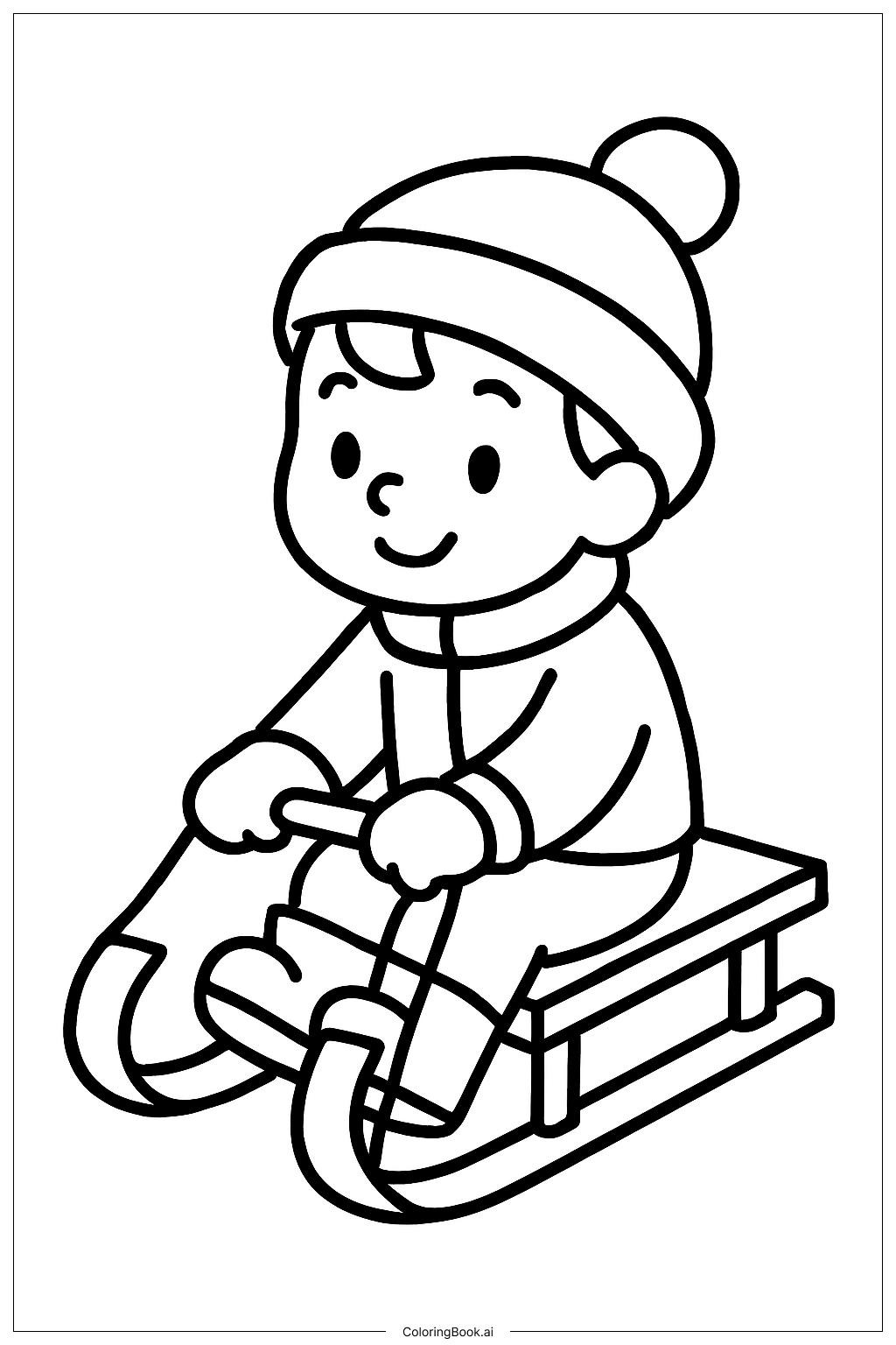  간단한 눈 내리는 날 썰매 색칠공부 페이지 