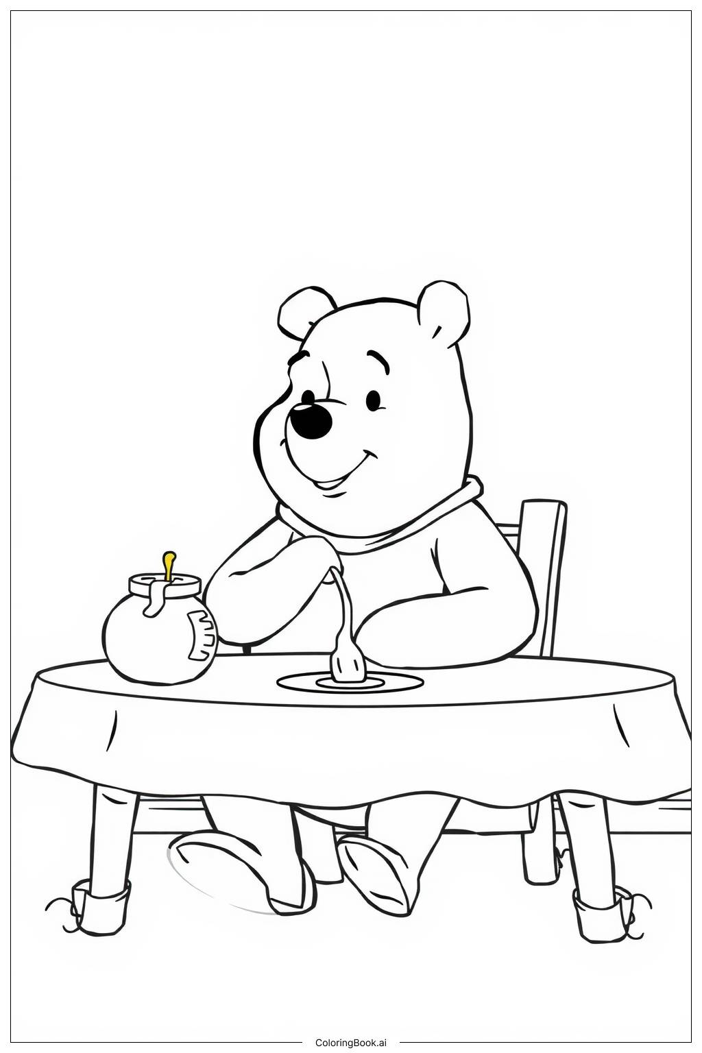  Página para colorear de winnie the pooh festín de acción de gracias 