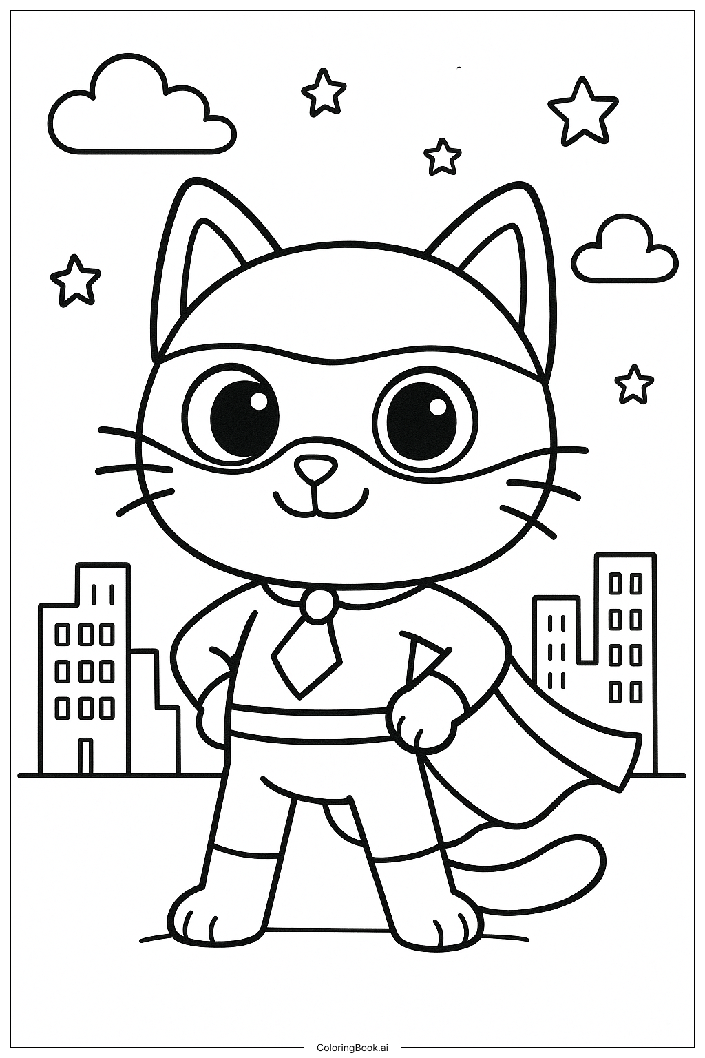  Gabby Cat Dressed As A Superhero Coloring Page 
