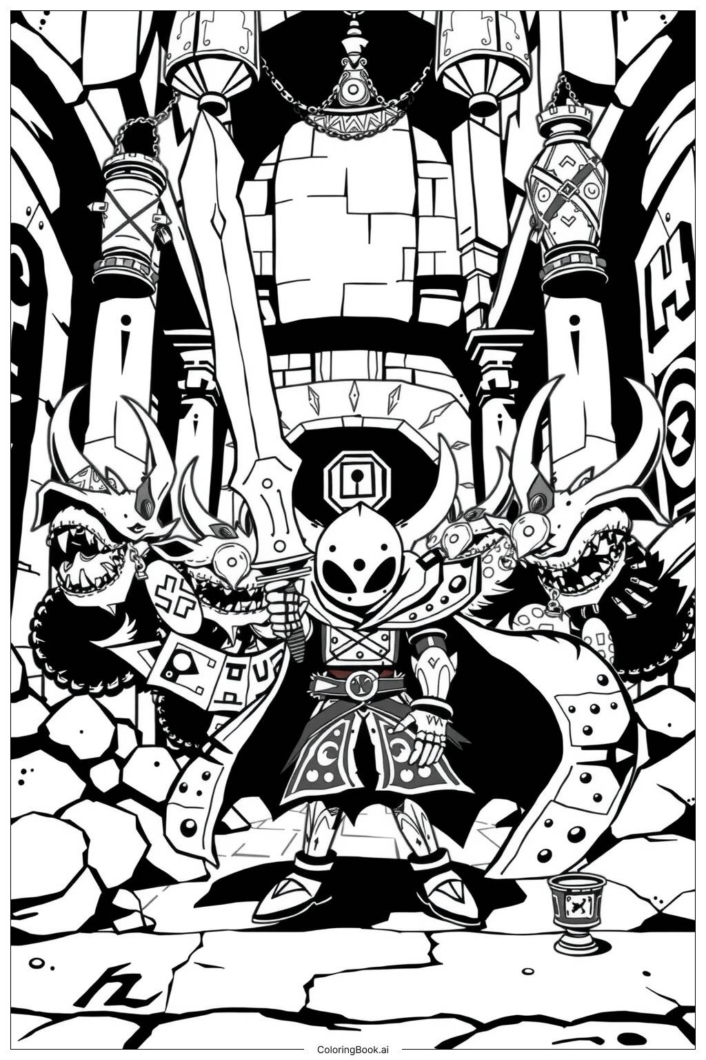  Page de coloriage Hollow Knight Découverte des Secrets Cachés-2 