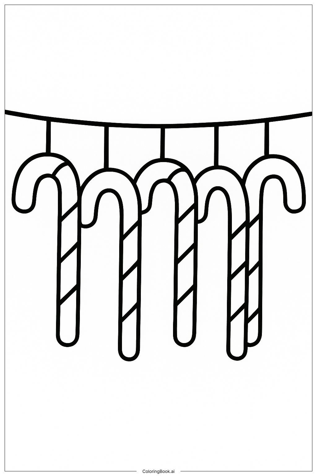  A Row Of Hanging Candy Canes Coloring Page 