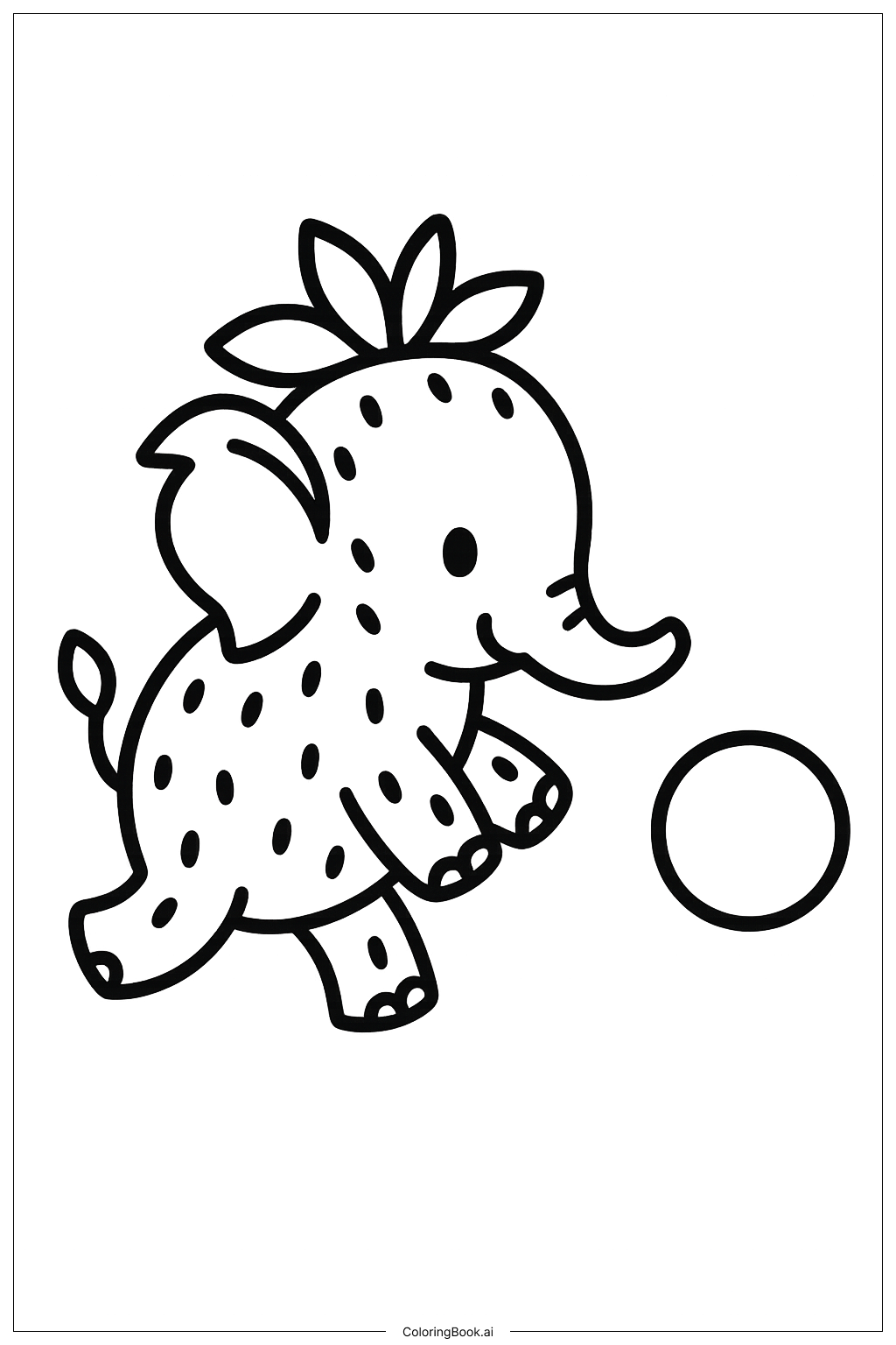  草莓大象追球填色页 