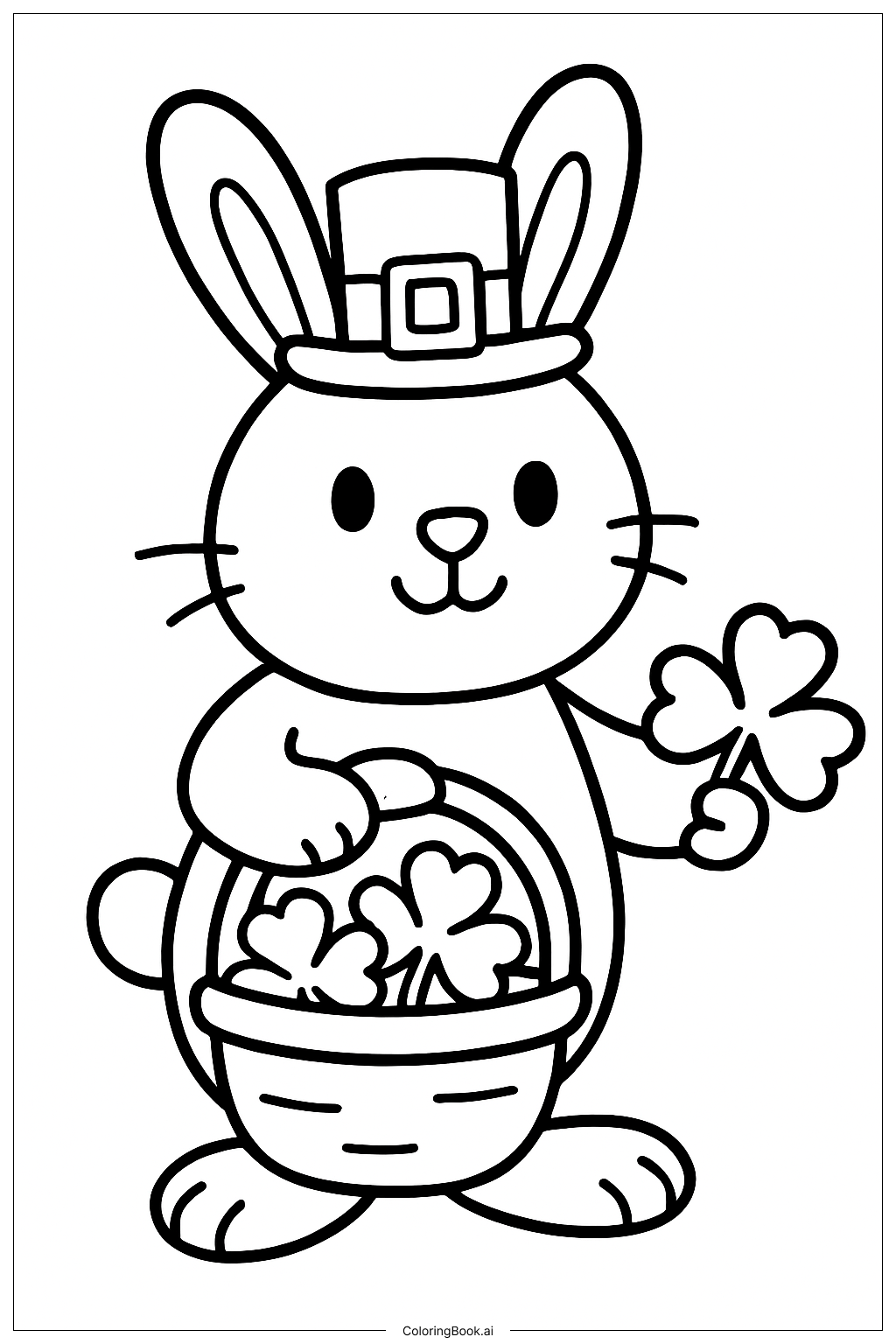  St. Patrick's Day Hase mit Korb Ausmalseite 