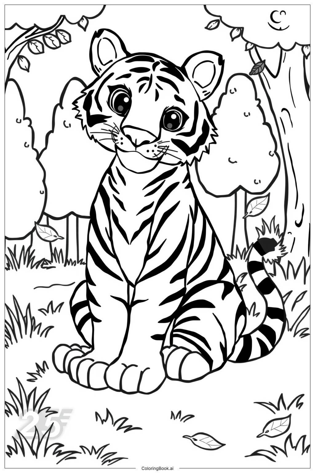  Page de coloriage Majesté du tigre du Bengale 