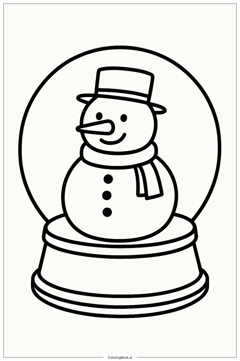冬のスノーグローブの塗り絵ページ
