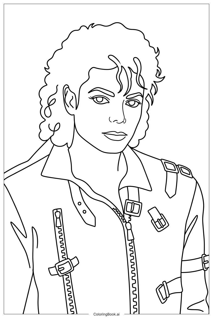 Michael Jackson zippered leather rebellious attitude Coloring Page