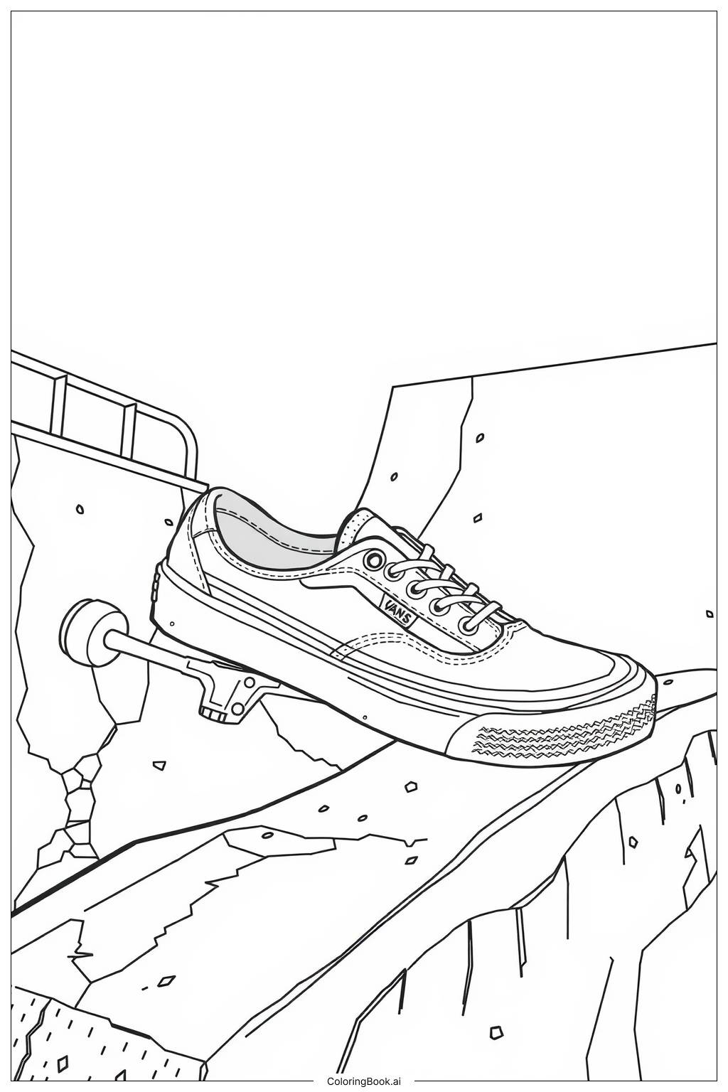  Página para colorir de Tênis Vans em um Skatepark-2 