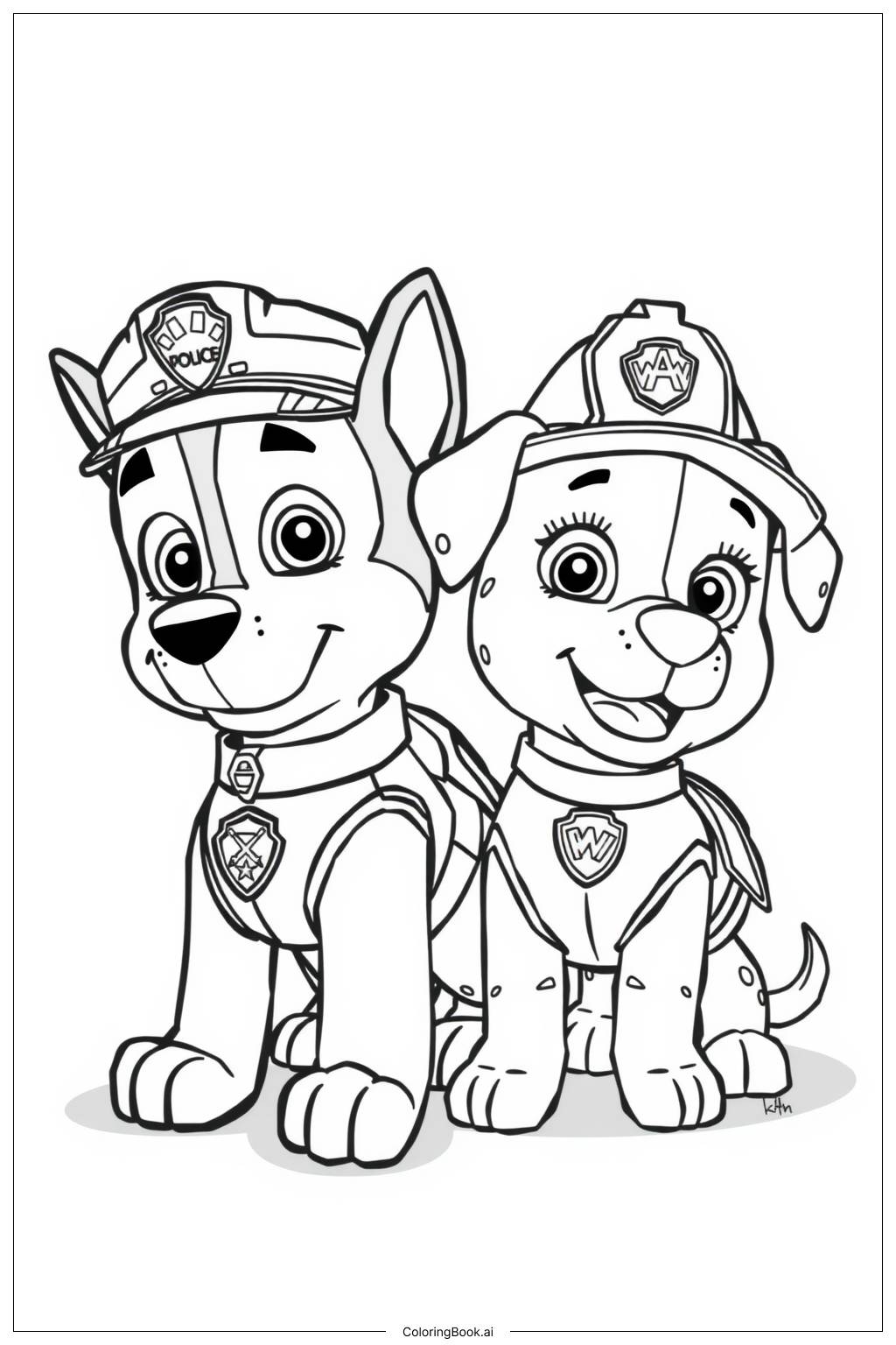  Página para colorear de Ceremonia de Insignias de Honor de Paw Patrol 