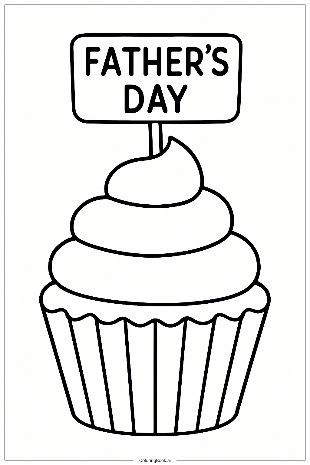 A Fathers Day Cupcake Coloring Page