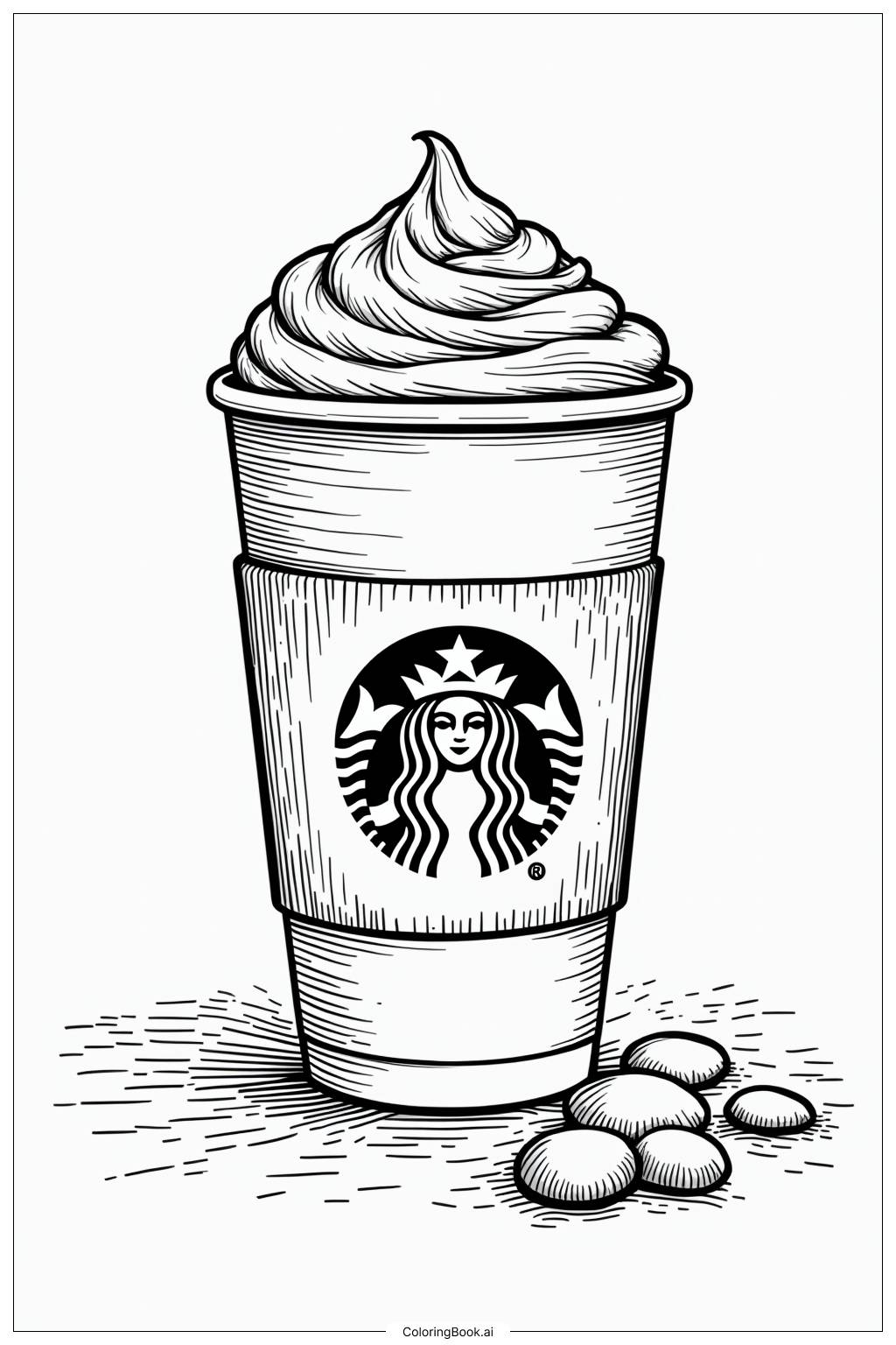  Page de coloriage Défi d'empilage des tasses de café Starbucks 