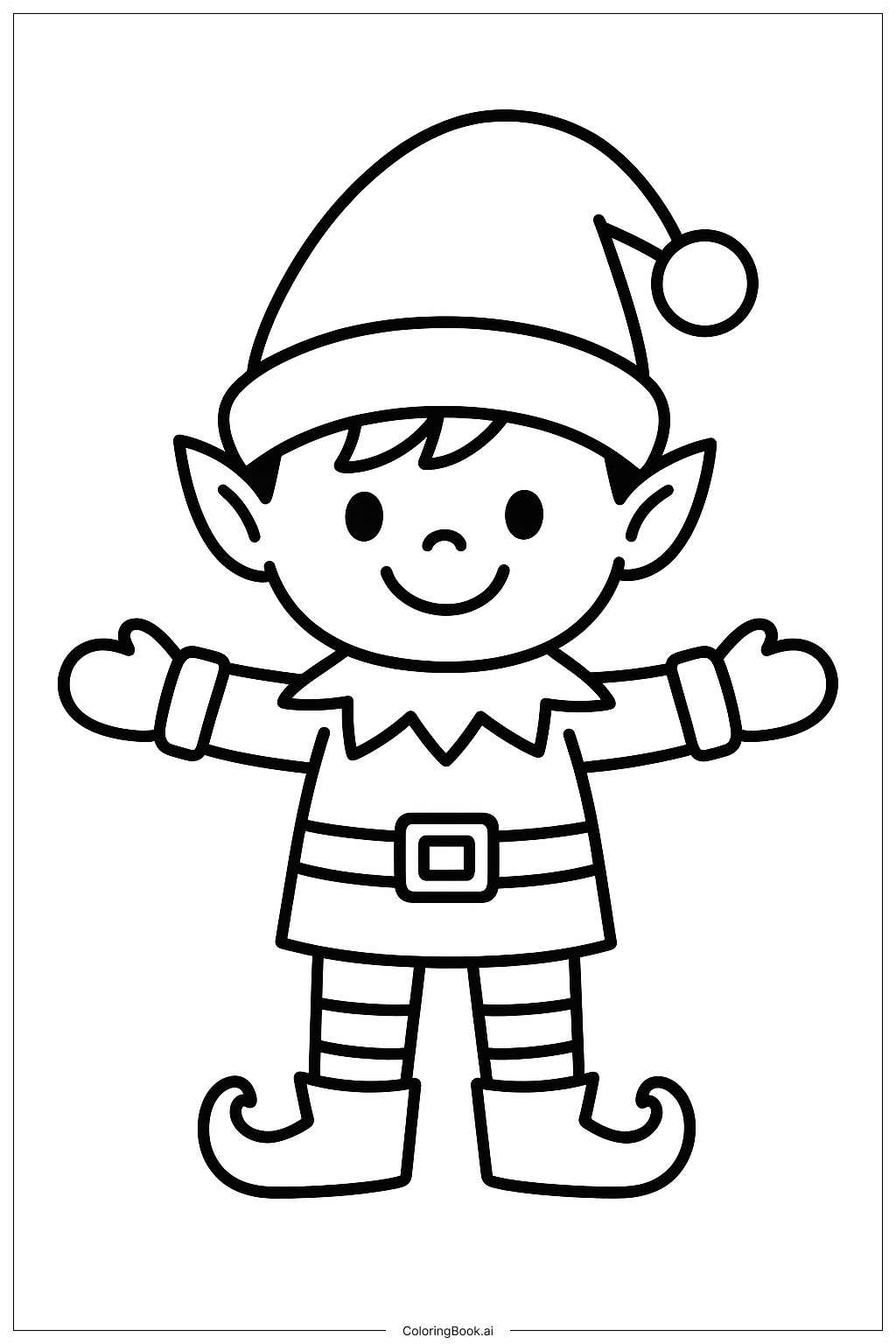  Young Christmas Elf Excited填色页 