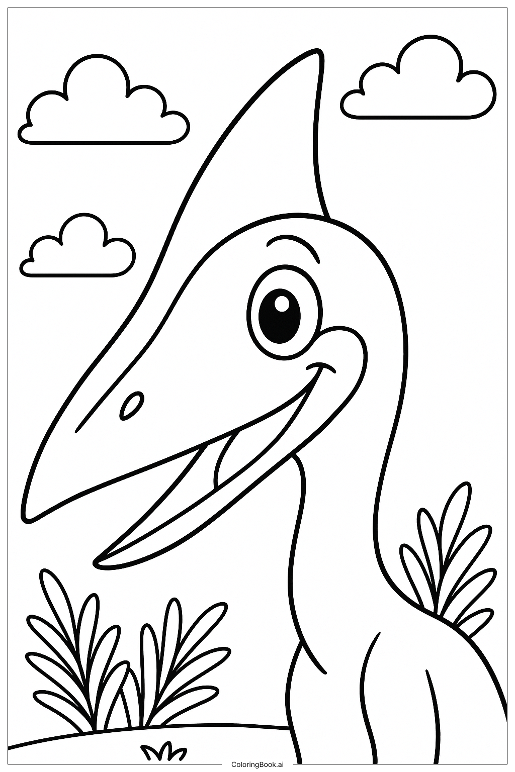  Página para colorear de Retrato de la cabeza de Quetzalcoatlus 