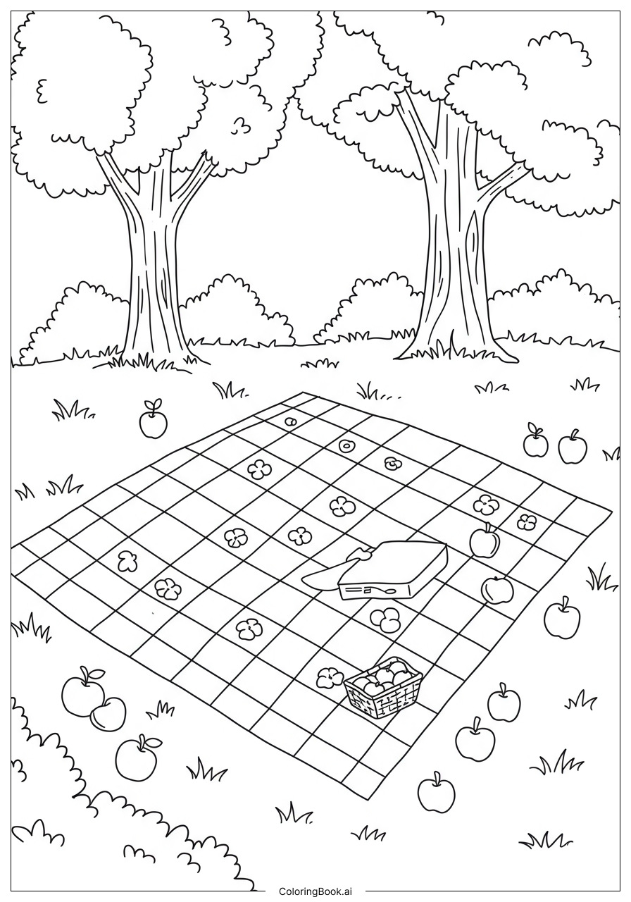 Página para colorear de Picnic en el bosque