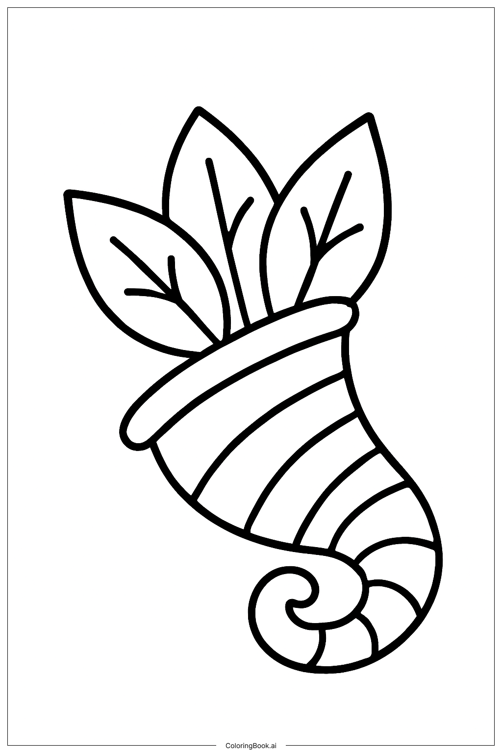  Trang tô màu Fall Cornucopia With Leaves 