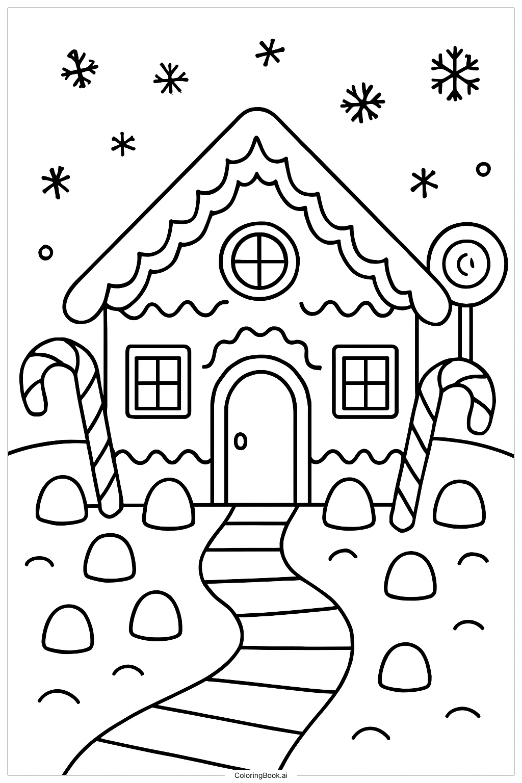  Gingerbread House With Frosting Details Coloring Page 