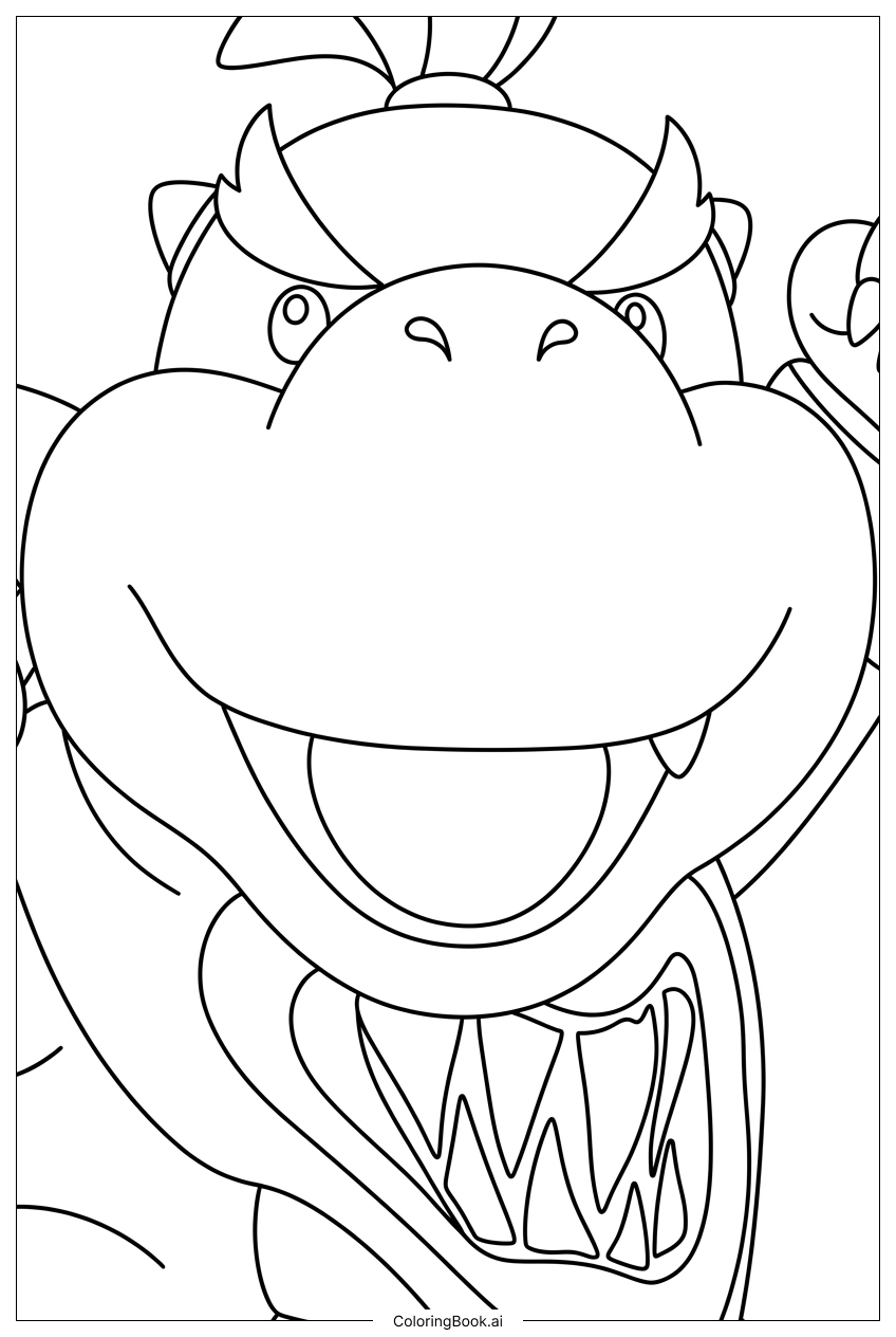 混沌とした小競り合いの中でボウザーJrが大声で笑うの塗り絵ページ