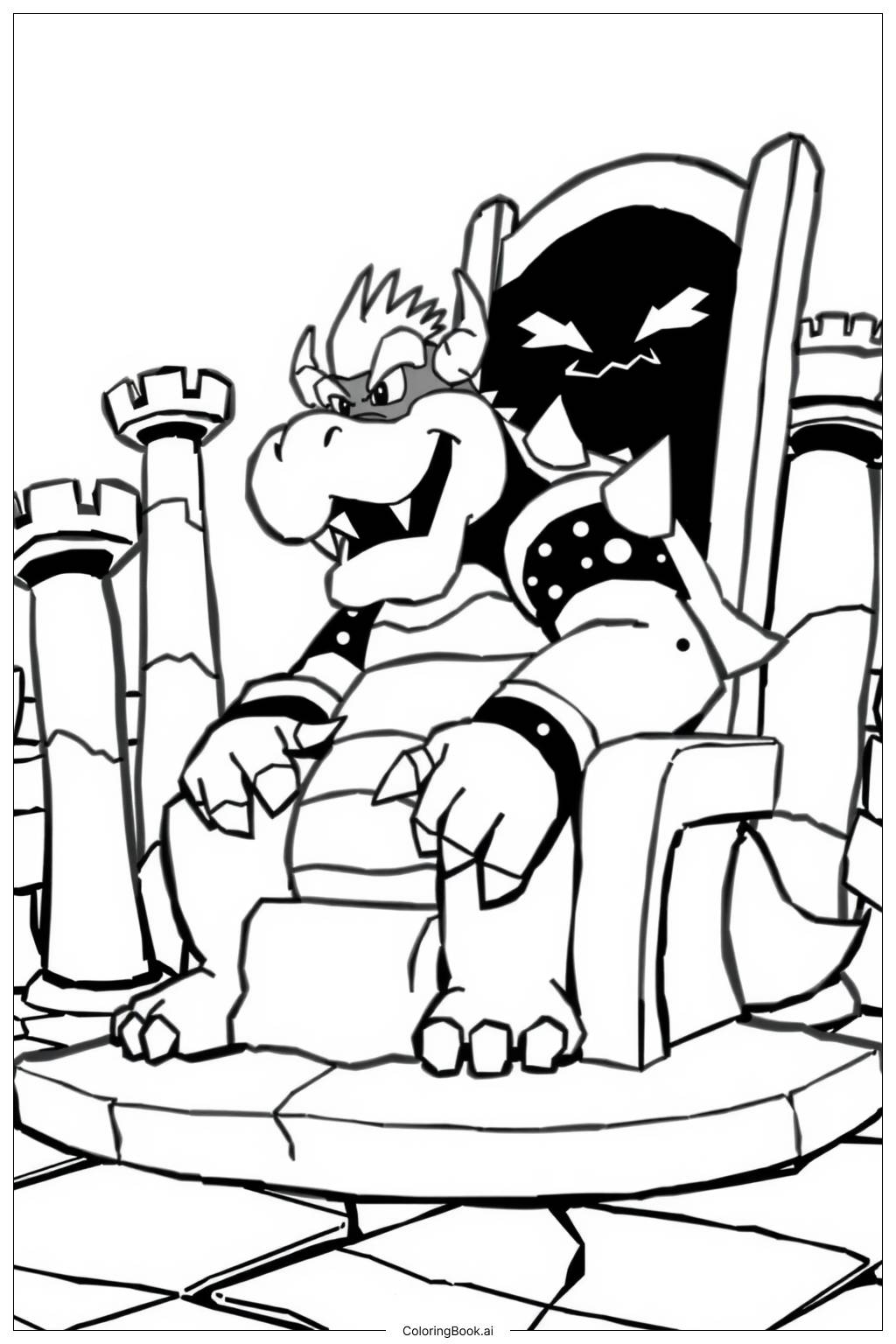  Page de coloriage Bowser dans son Château 