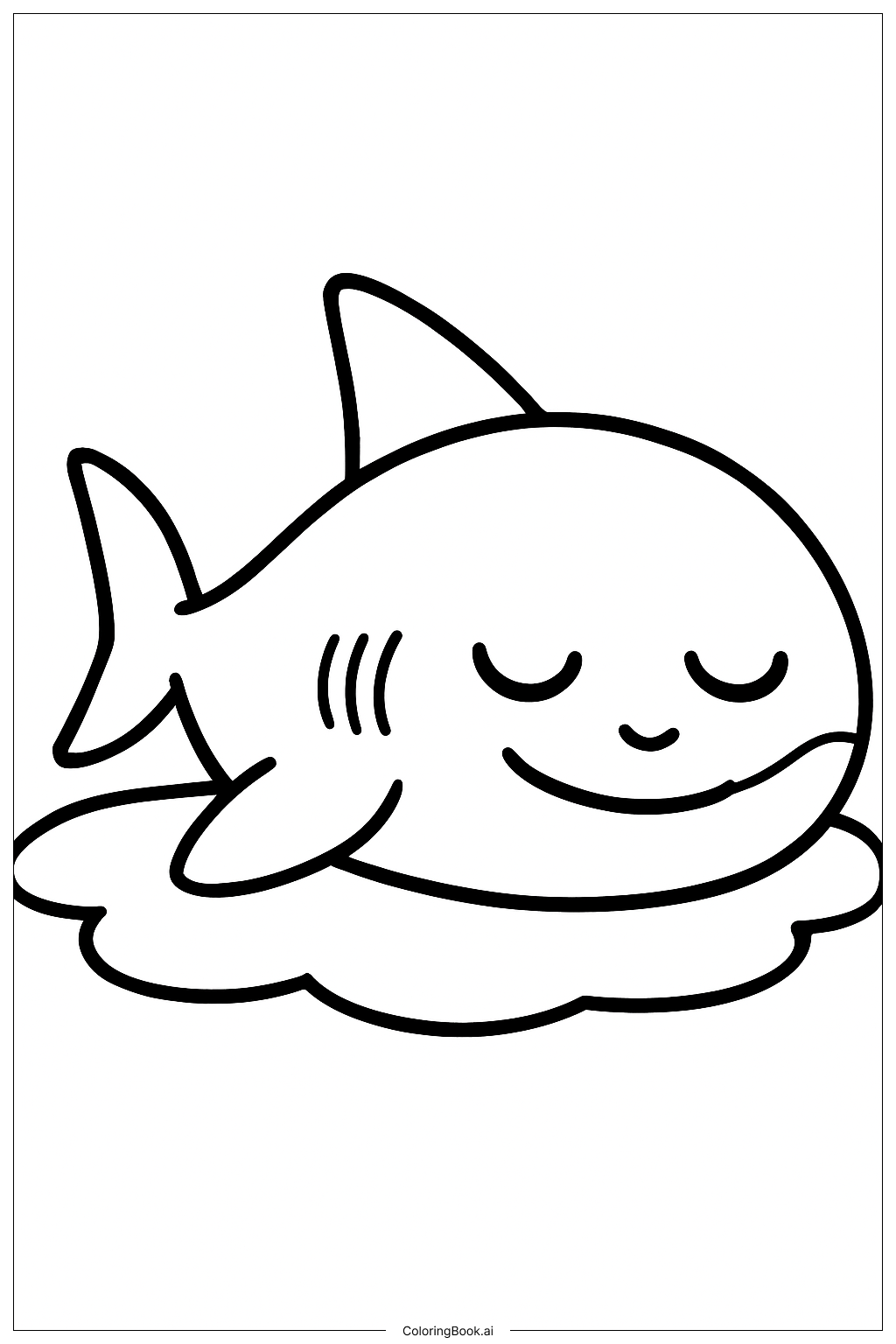 寶寶鯊魚在海床上睡覺著色頁