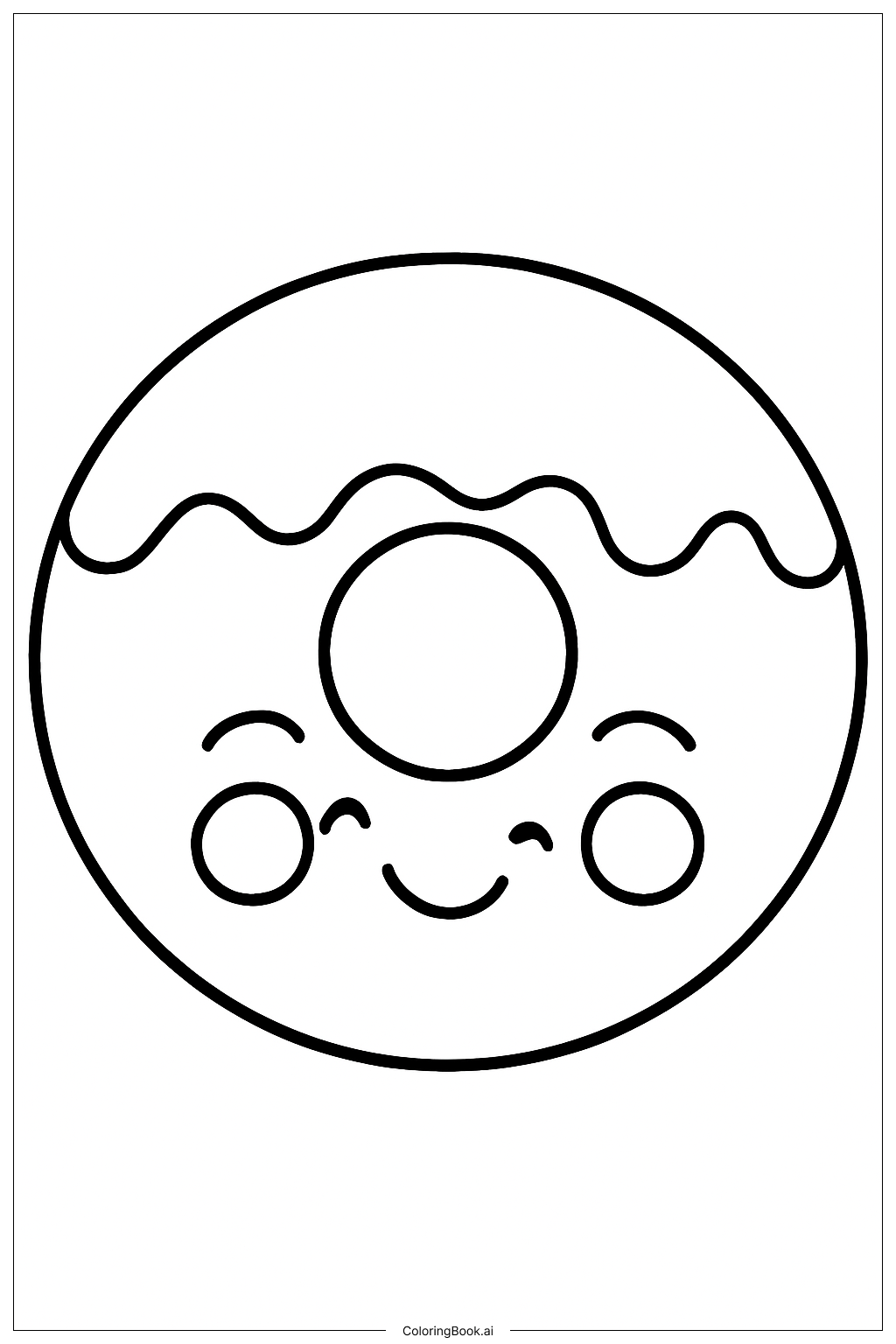  Donut With Smiling Face And Cheeks Coloring Page 