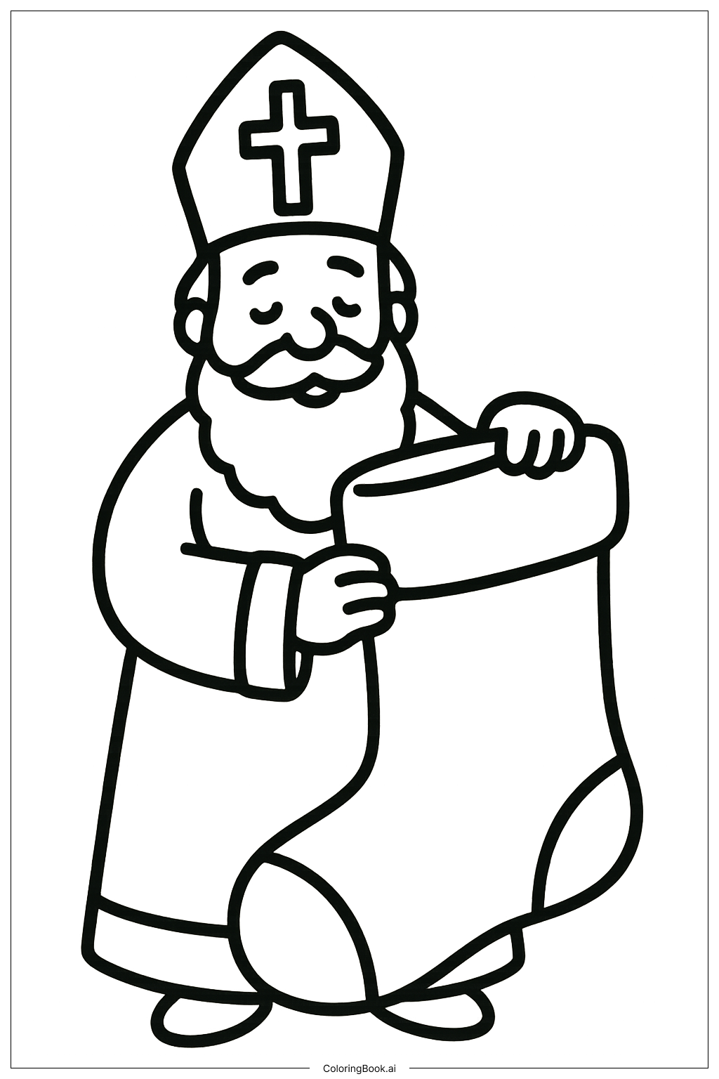 양말을 든 세인트 니콜라스 색칠공부 페이지