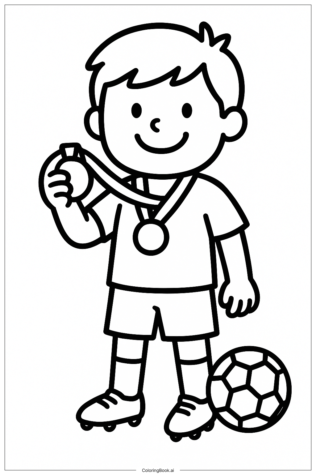  Fußballspieler mit einer Medaille Ausmalseite 