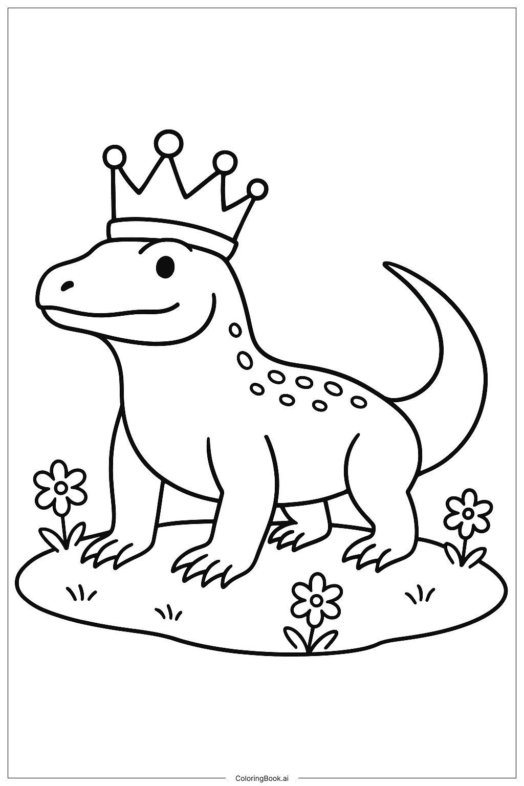  König Komodo-Drachen mit einer Krone Ausmalseite 
