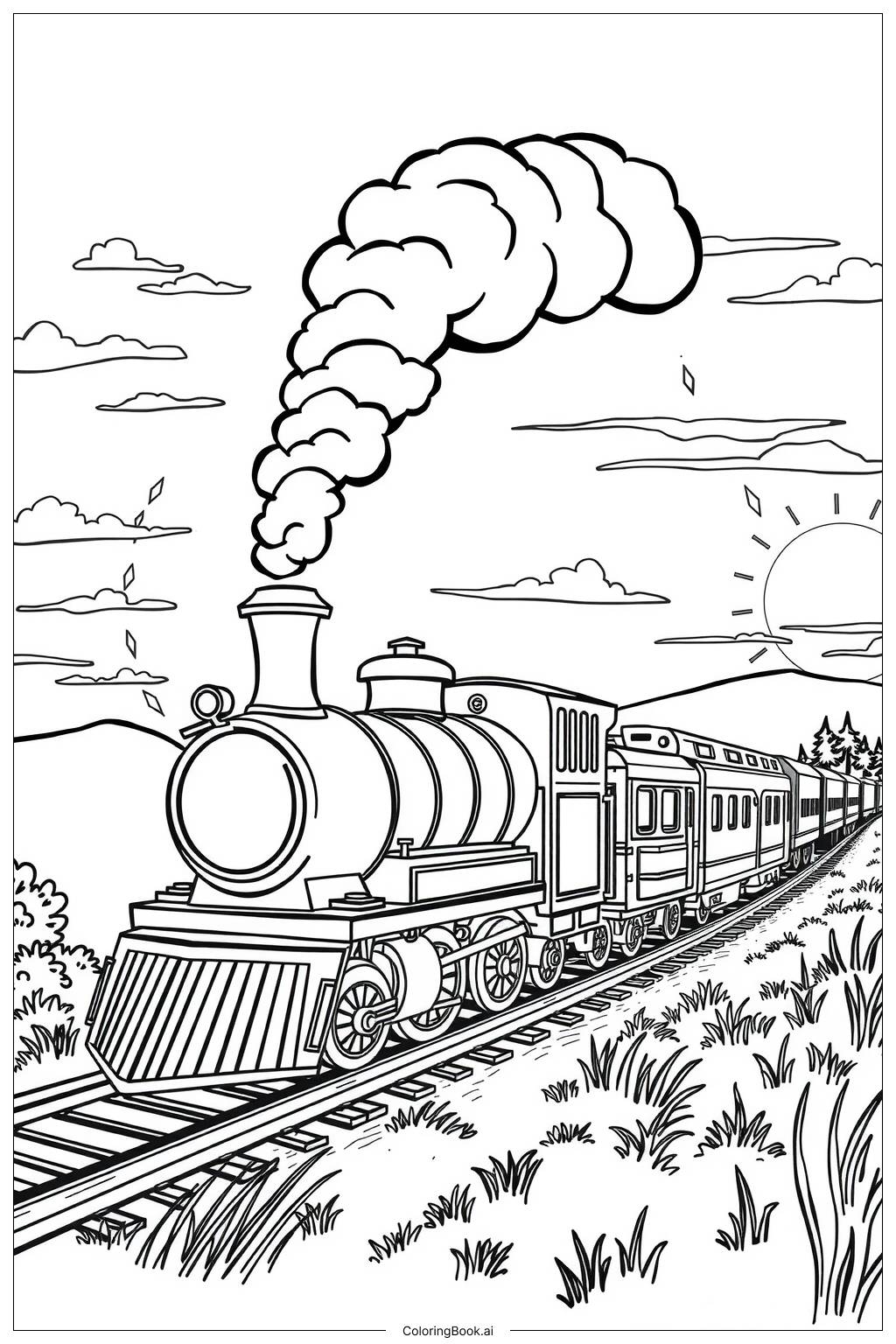  Página para colorir de thomas o trem ajudando amigos em uma aventura 