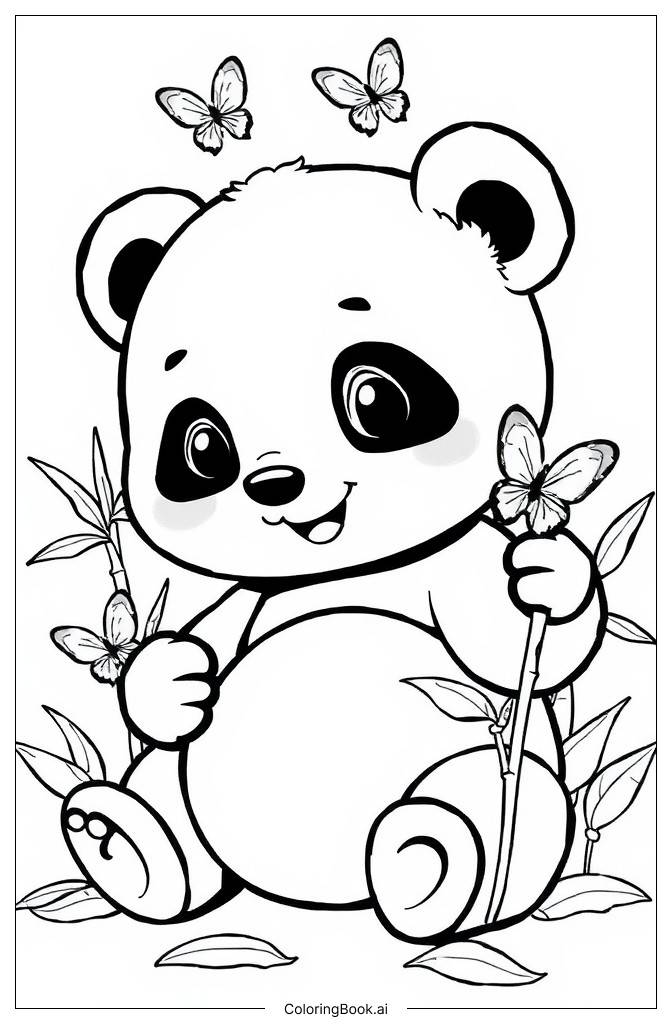  Página para colorear de Bebé Panda 