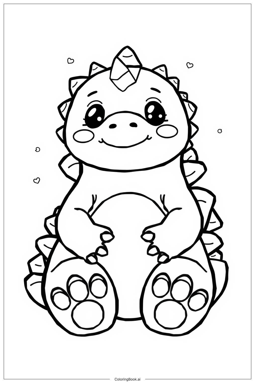  Página para colorear de chibi godzilla sonriendo 