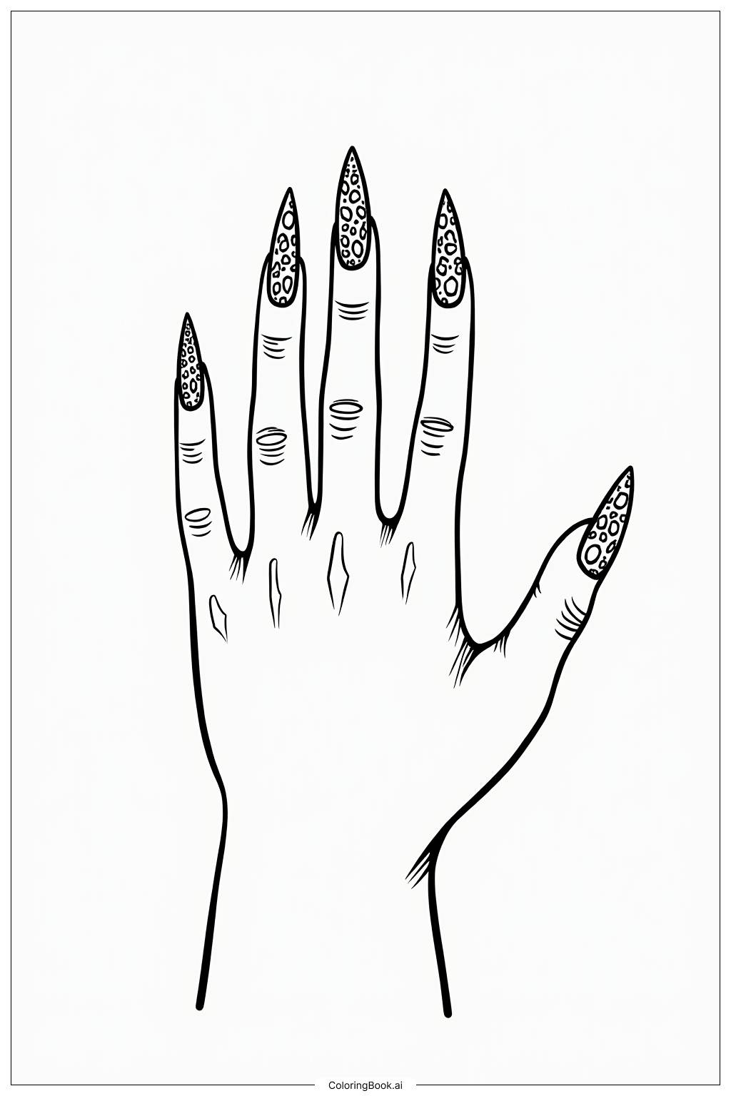  Page de coloriage Long Nails Featuring Animal Prints 