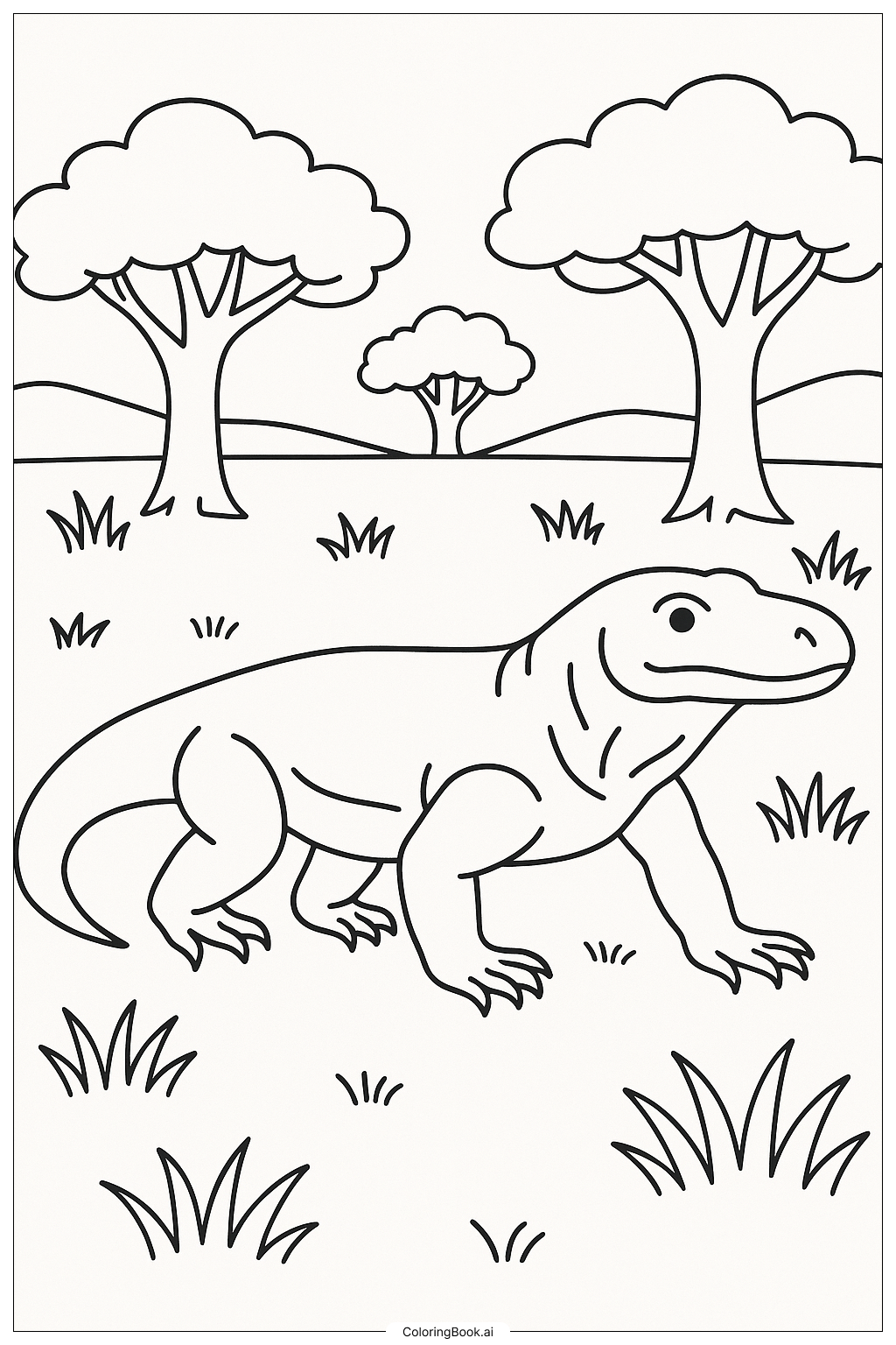  Komodowaran in der Savanne Ausmalseite 