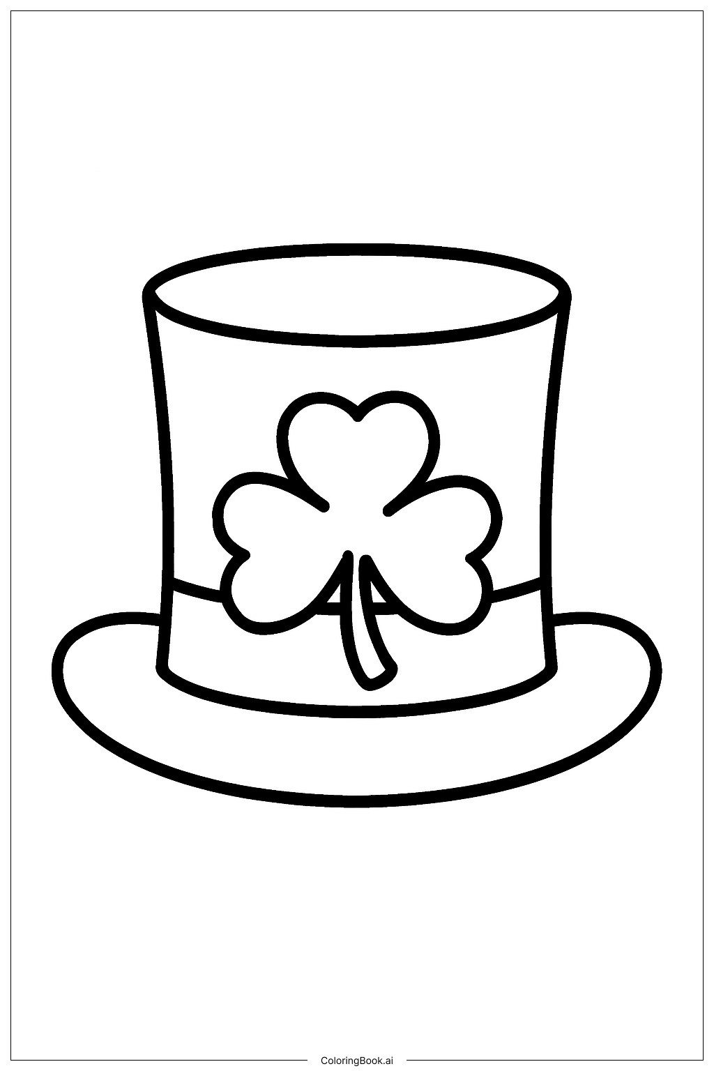  Página para colorir de Um Chapéu de Leprechaun com um Trevo 