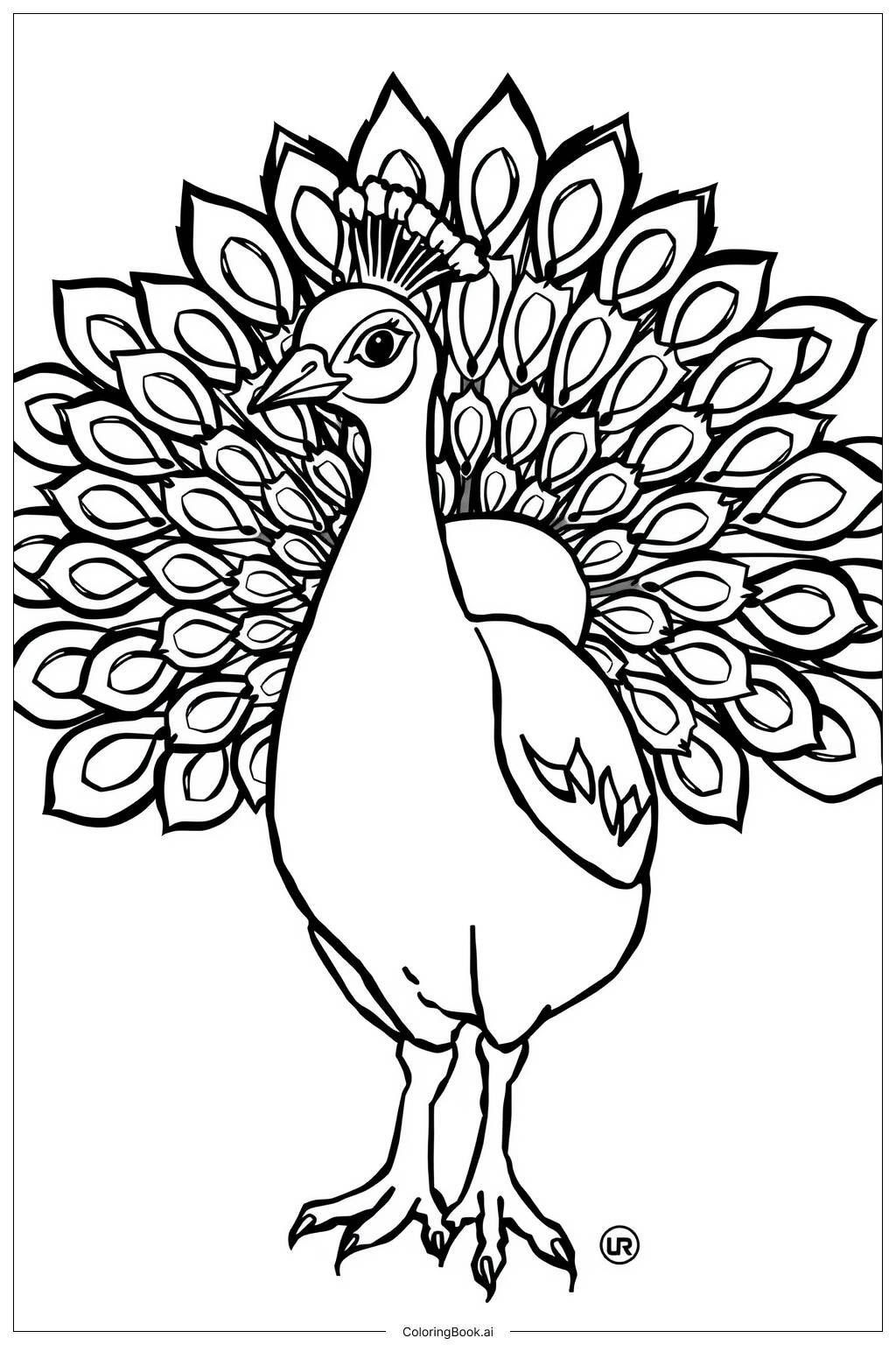  peacock spreading its feathers Coloring Page 