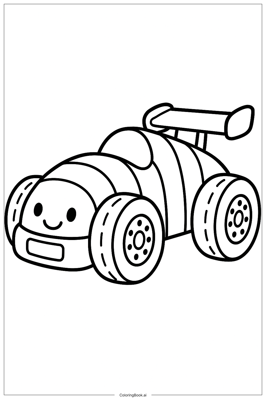 彩虹色的賽車適合幼童著色頁